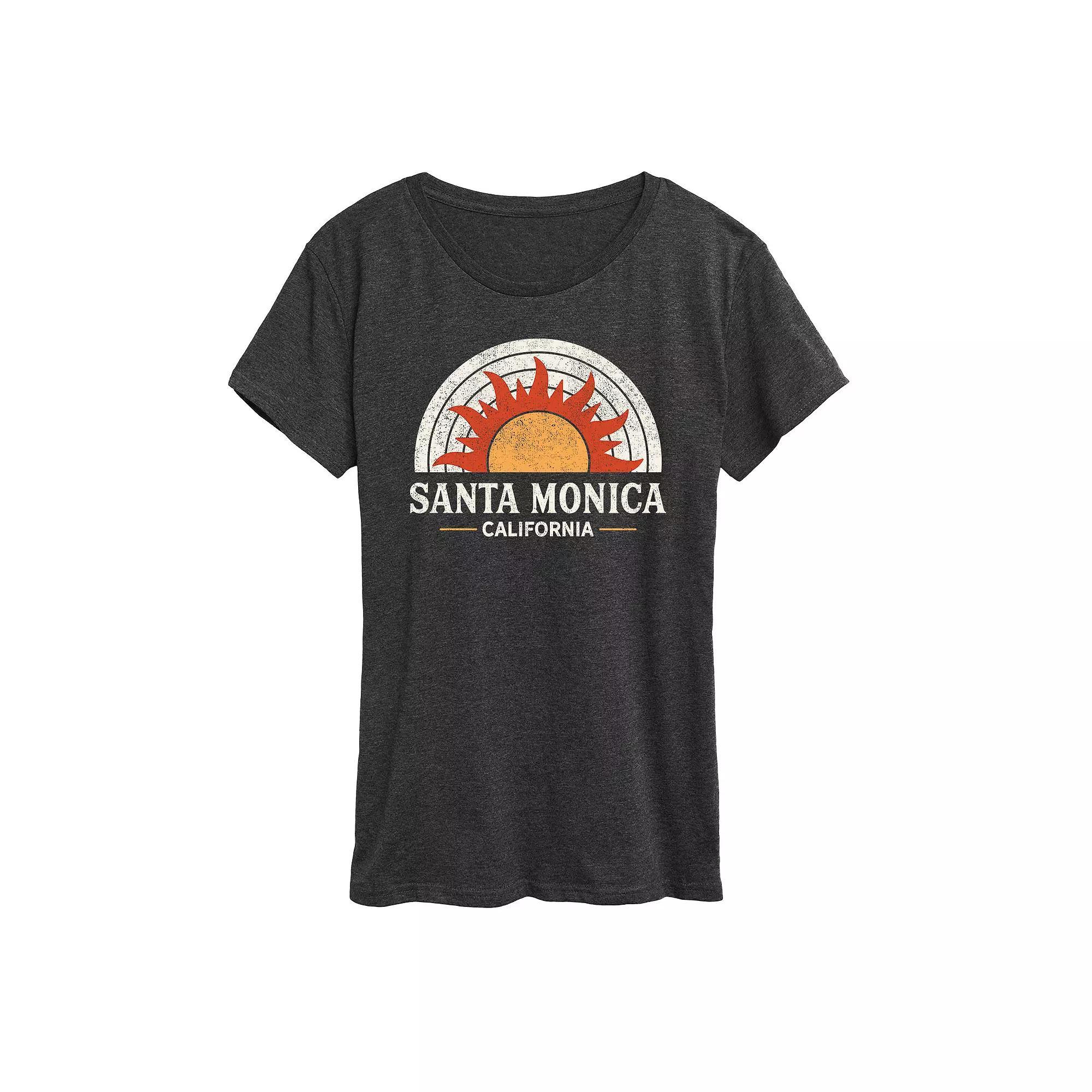 Womens Santa Monica California Sun Graphic Tee Blue Product Image