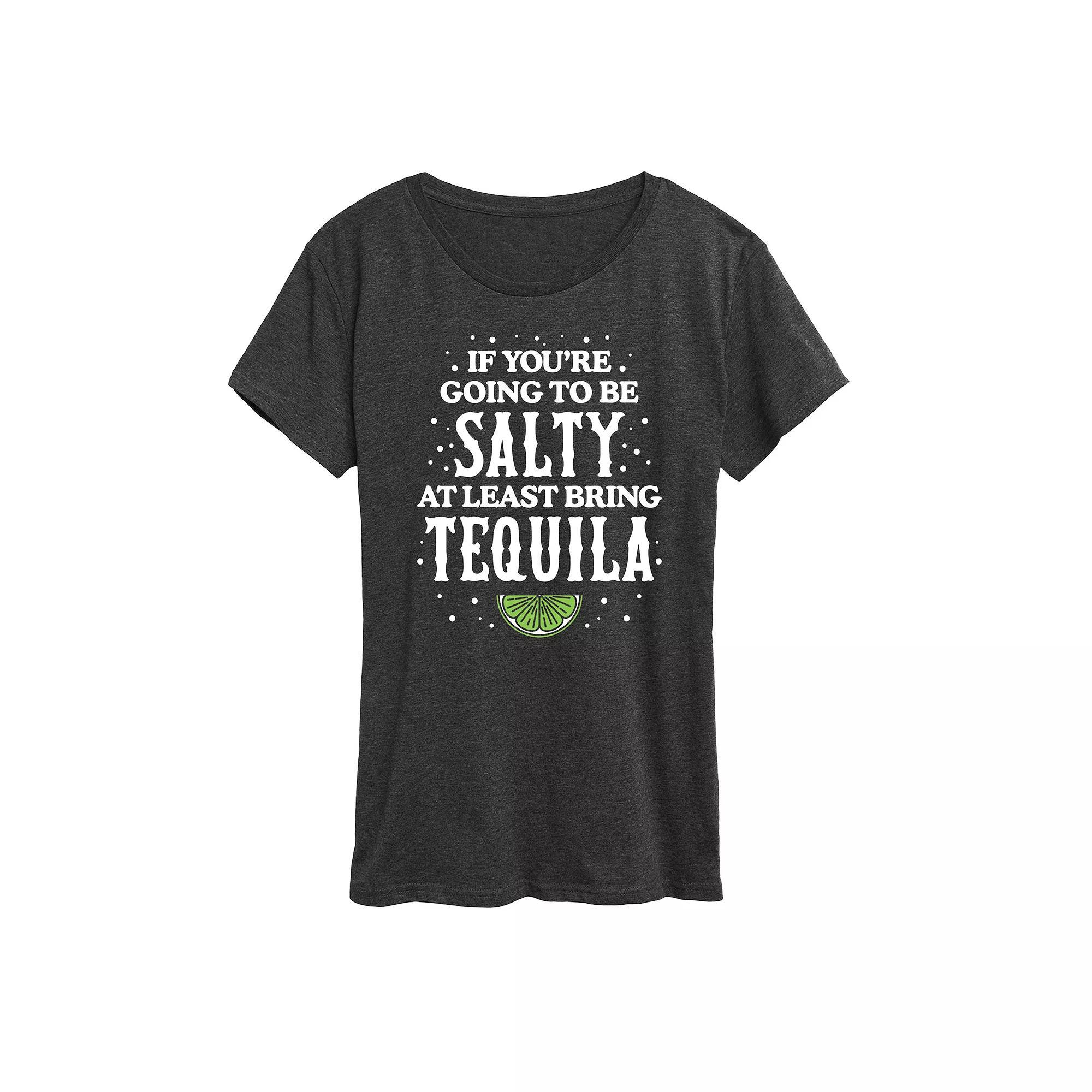 Womens Be Salty Bring Tequila Graphic Tee Blue Product Image