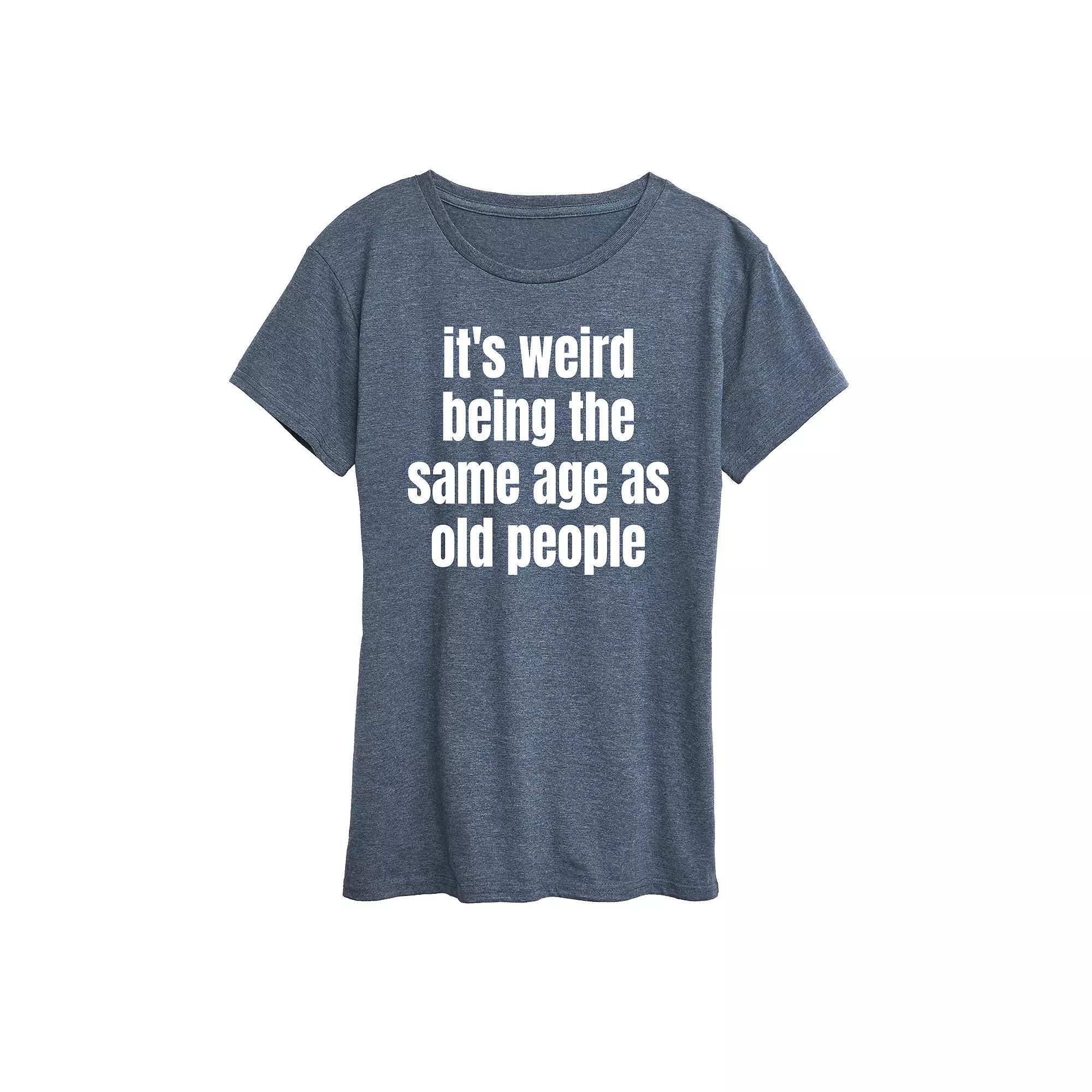 Plus Same Age As Old People Graphic Tee, Womens Grey Blue Product Image