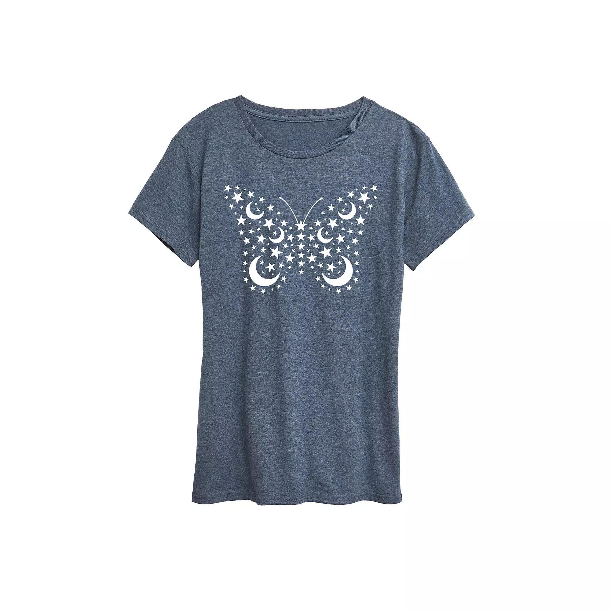 Womens Line Drawing Sea Turtle Graphic Tee Grey Blue Product Image