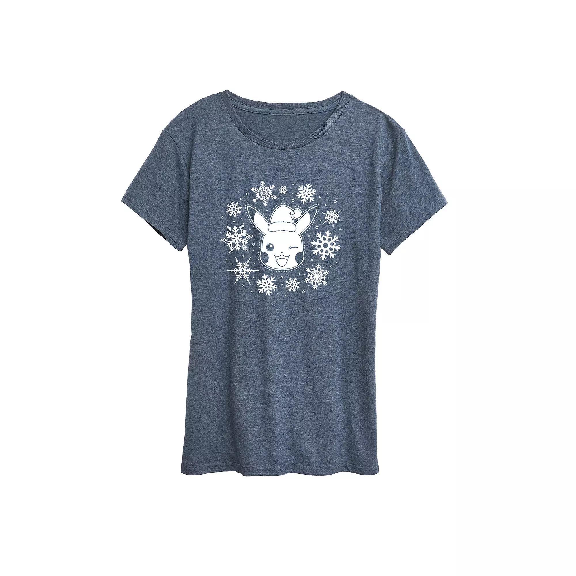 Disneys Mickey Mouse Womens Holiday Ho Ho Ho Graphic Tee, Girls Heather Grey Product Image
