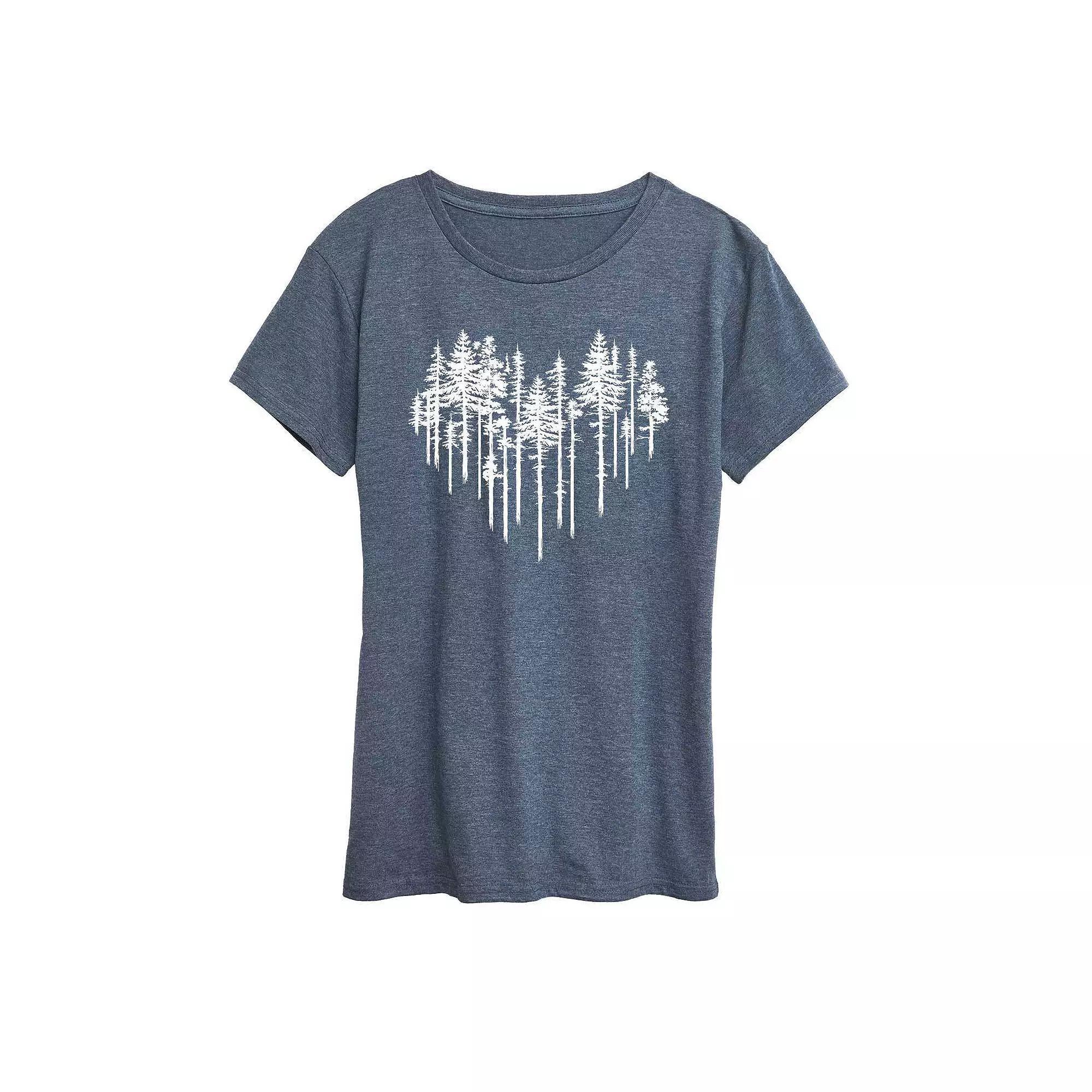 Womens Heart Trees Graphic Tee, Girls Grey Blue Product Image