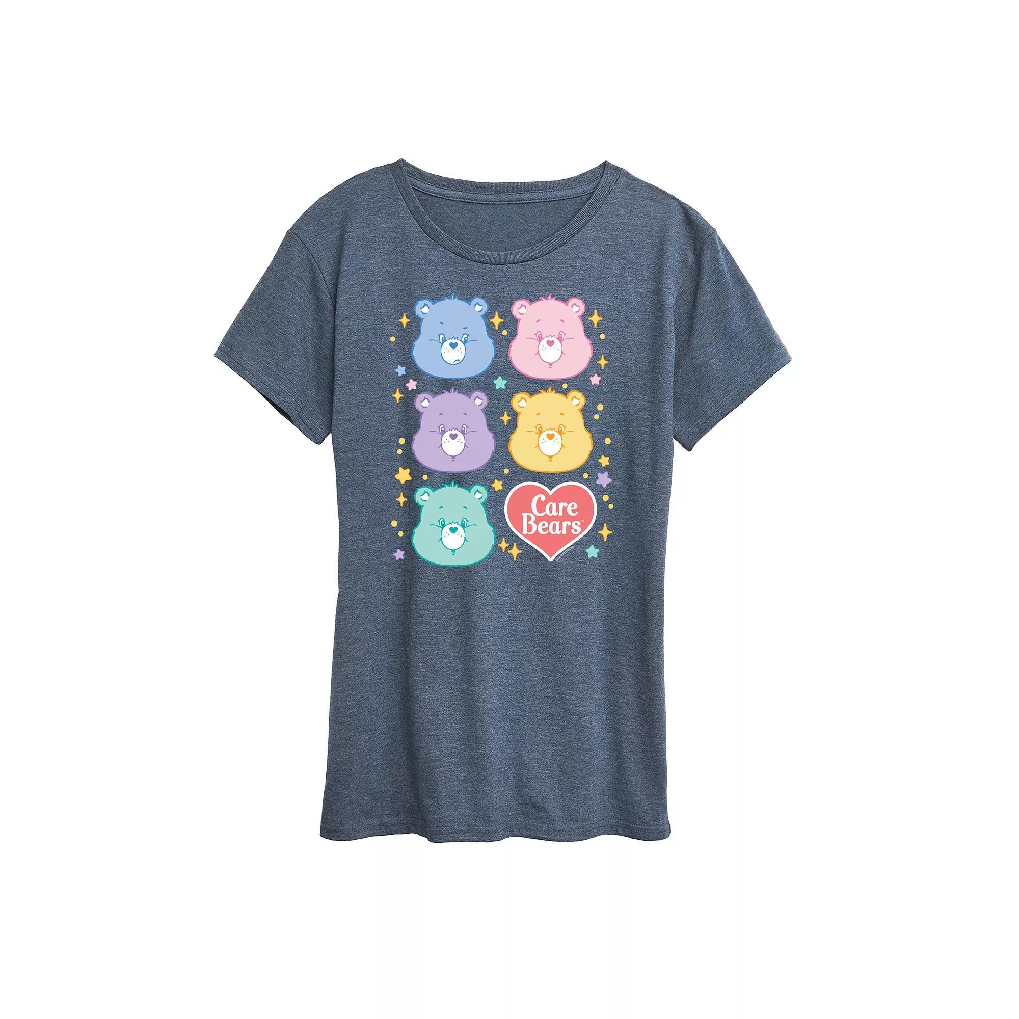 Womens Care Bears Heart And Bear Logo Graphic Tee Grey Blue Product Image