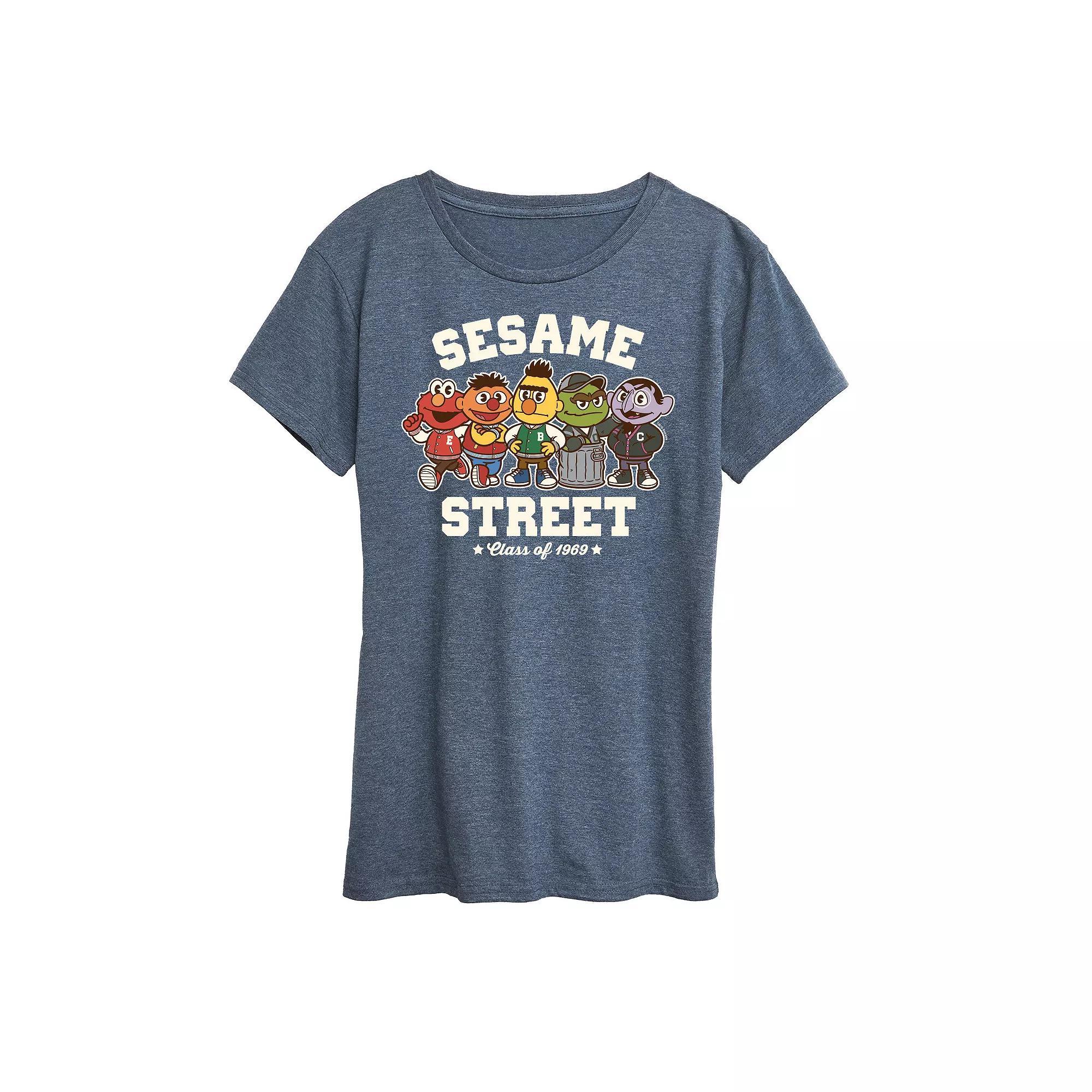 Womens Spring Floral Decorative Graphic Tee Grey Green Product Image