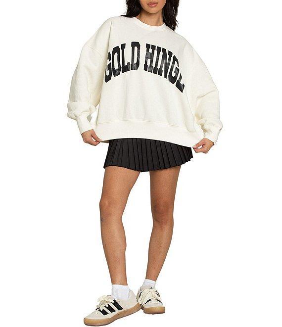 GOLD HINGE Wide Arm Crew Neck Long Sleeve Logo Sweatshirt Product Image