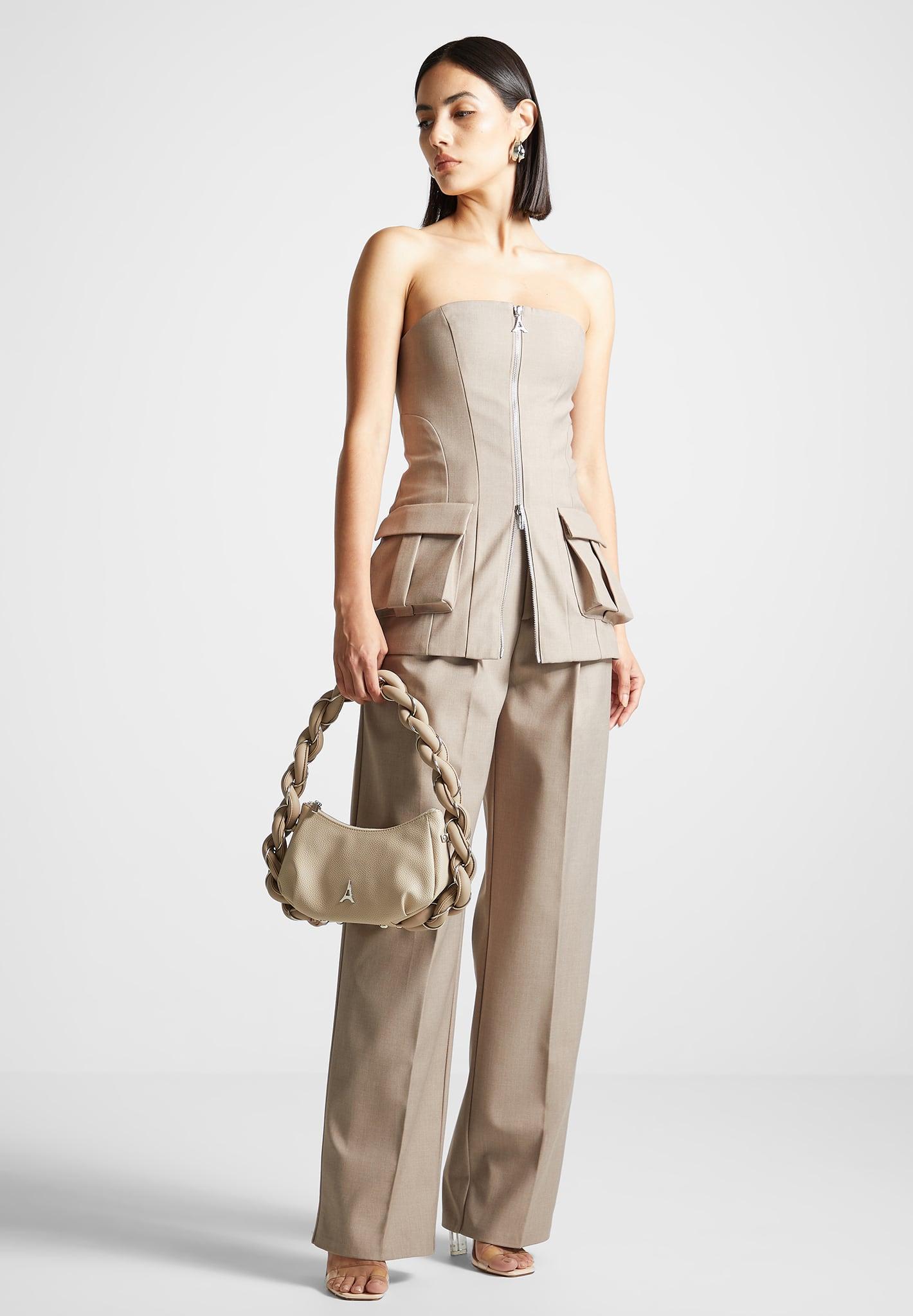 Tailored Longline Bandeau Top - Taupe Female Product Image