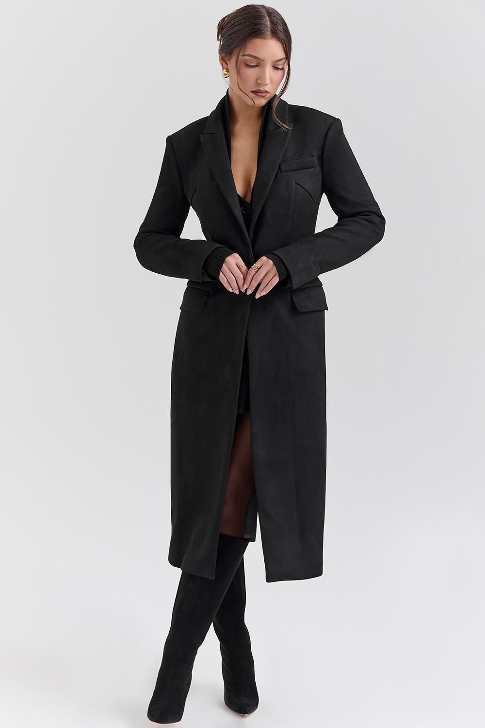 Remi Black Single Breasted Long Coat Product Image