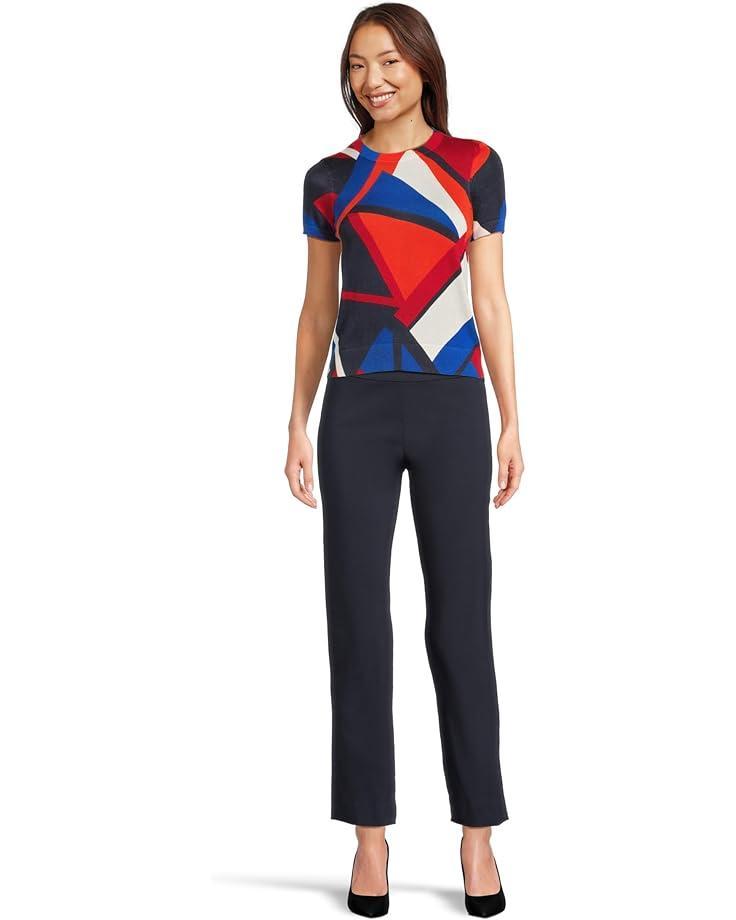 Print Cotton-Blend Short-Sleeve Sweater Product Image