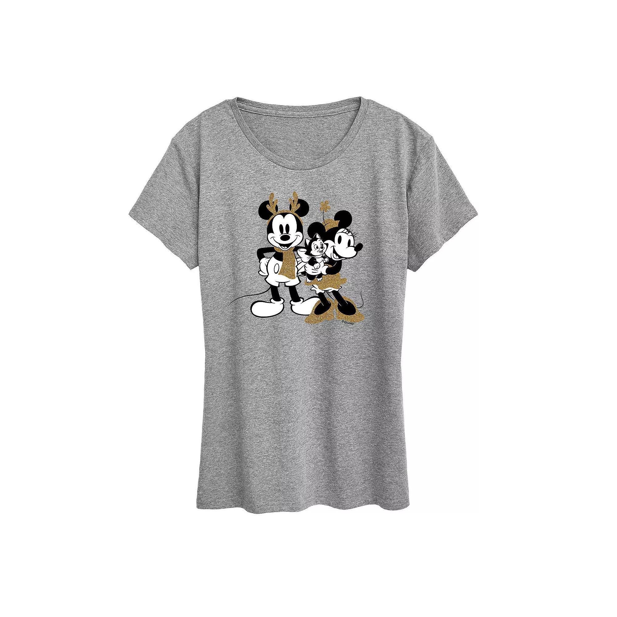 Disney's Mickey Mouse Women's Mickey Minnie Sparkle Graphic Tee, Girl's, Size: XXL, Grey Gray Product Image