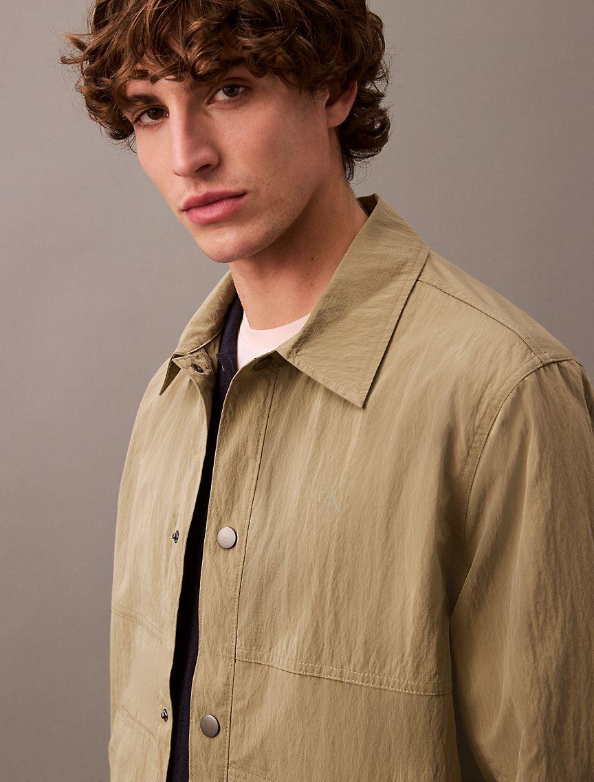 Calvin Klein Men's Nylon Blend Classic Shirt Jacket - Brown - S Product Image