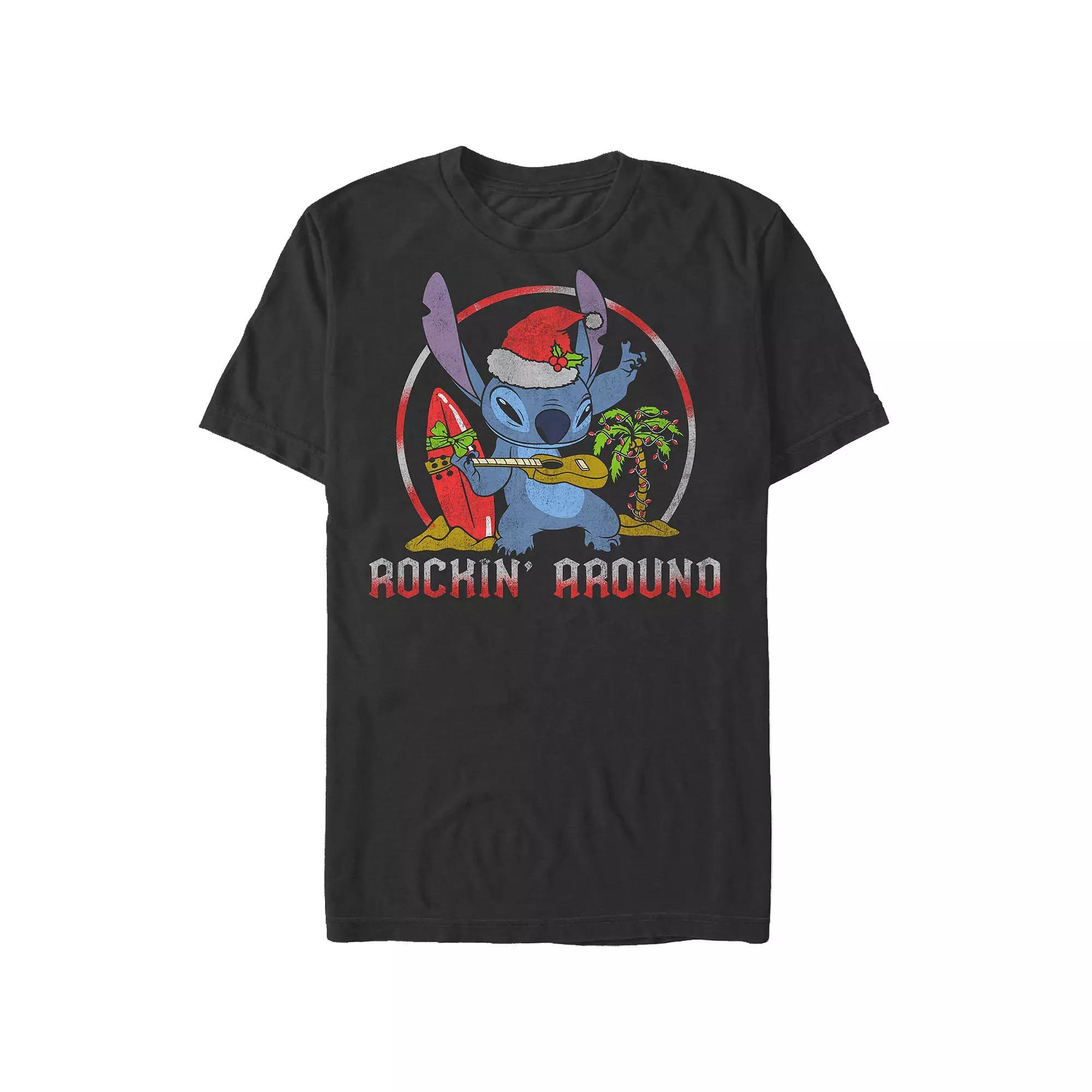 Disneys Lilo & Stitch Rockin Around Stitch Mens Graphic Tee Product Image
