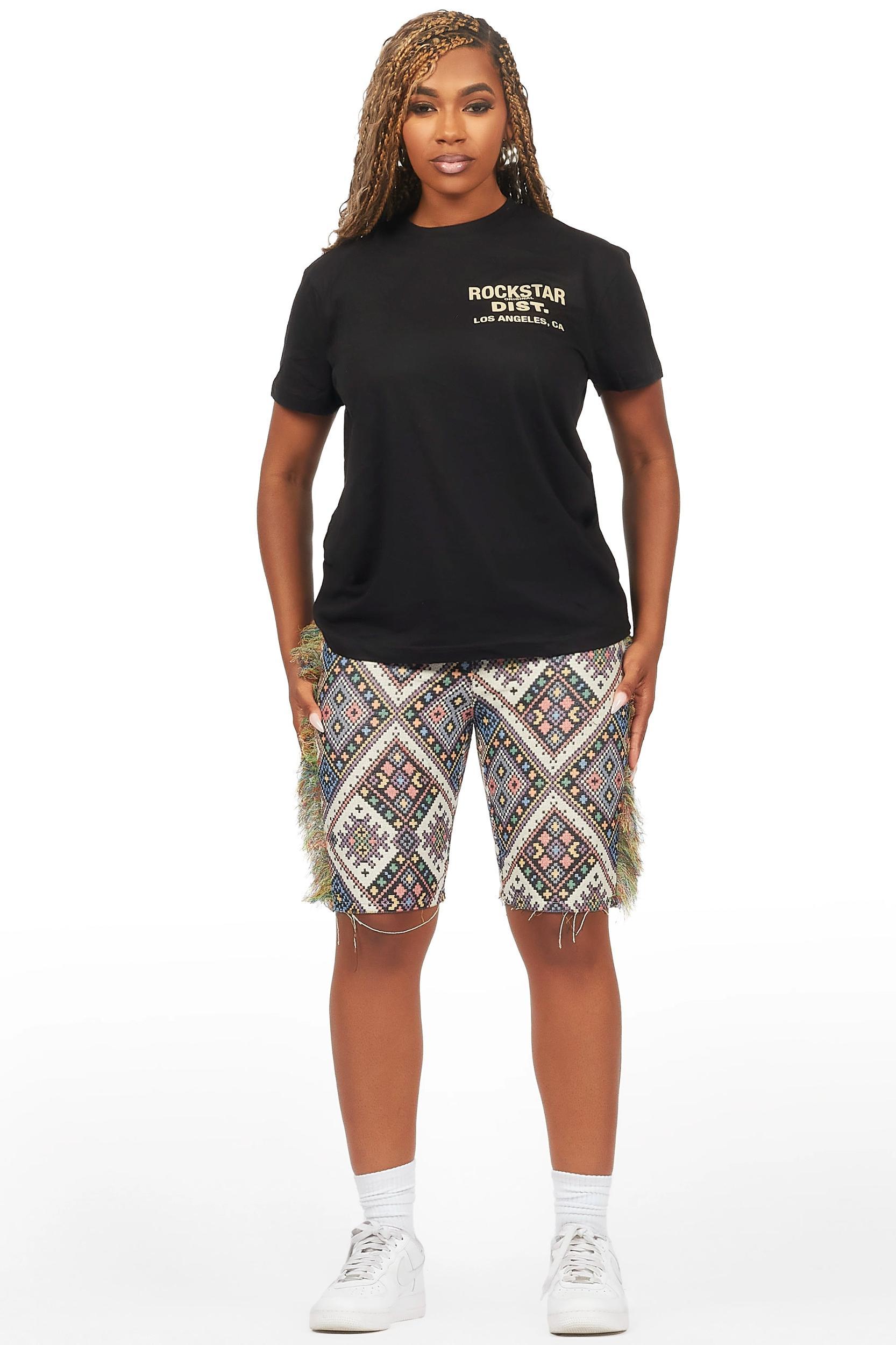 Missy Black/Beige T-Shirt Short Set Female Product Image