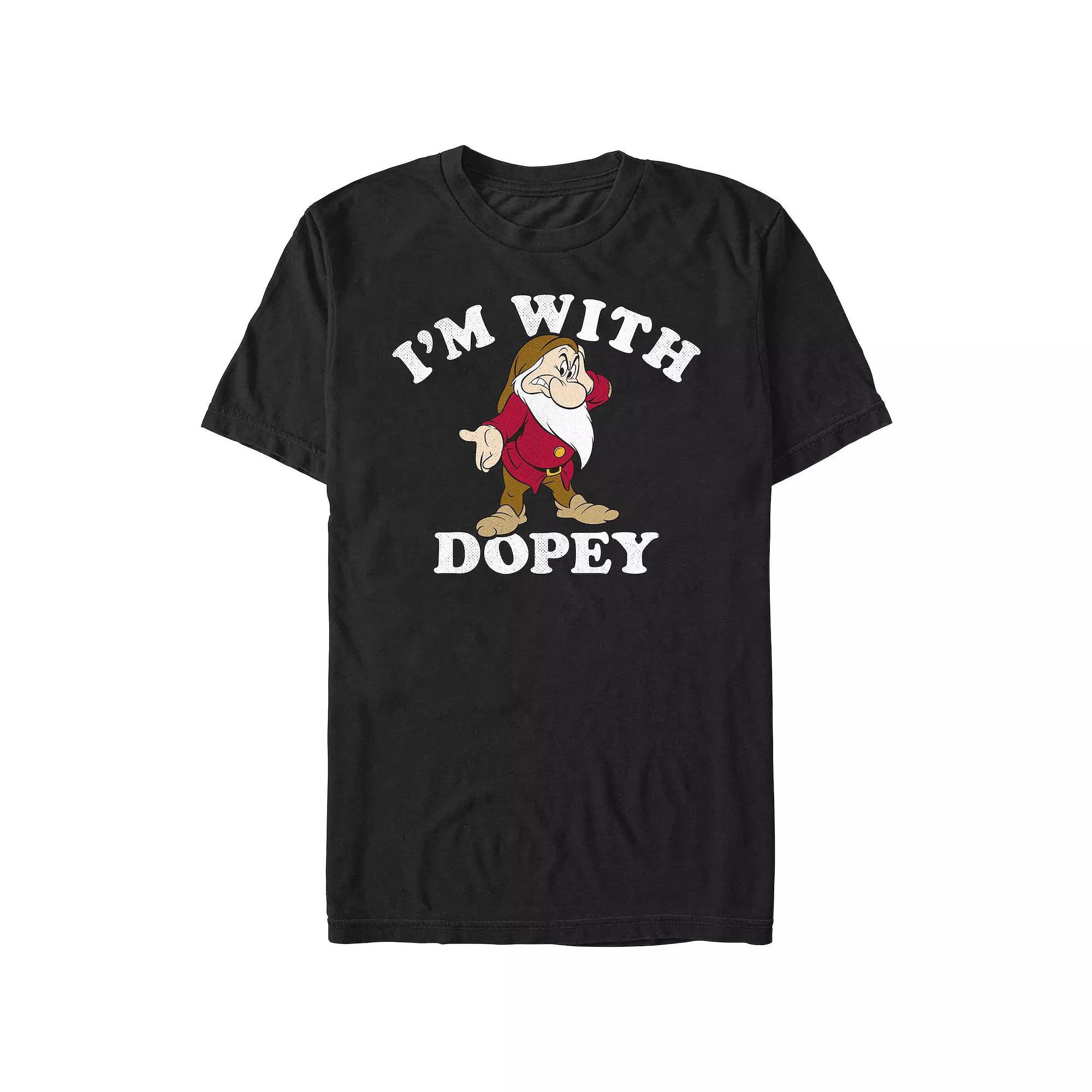 Men's Snow White And The Seven Dwarfs I'm With Dopey Graphic Tee, Size: Medium, Black Product Image