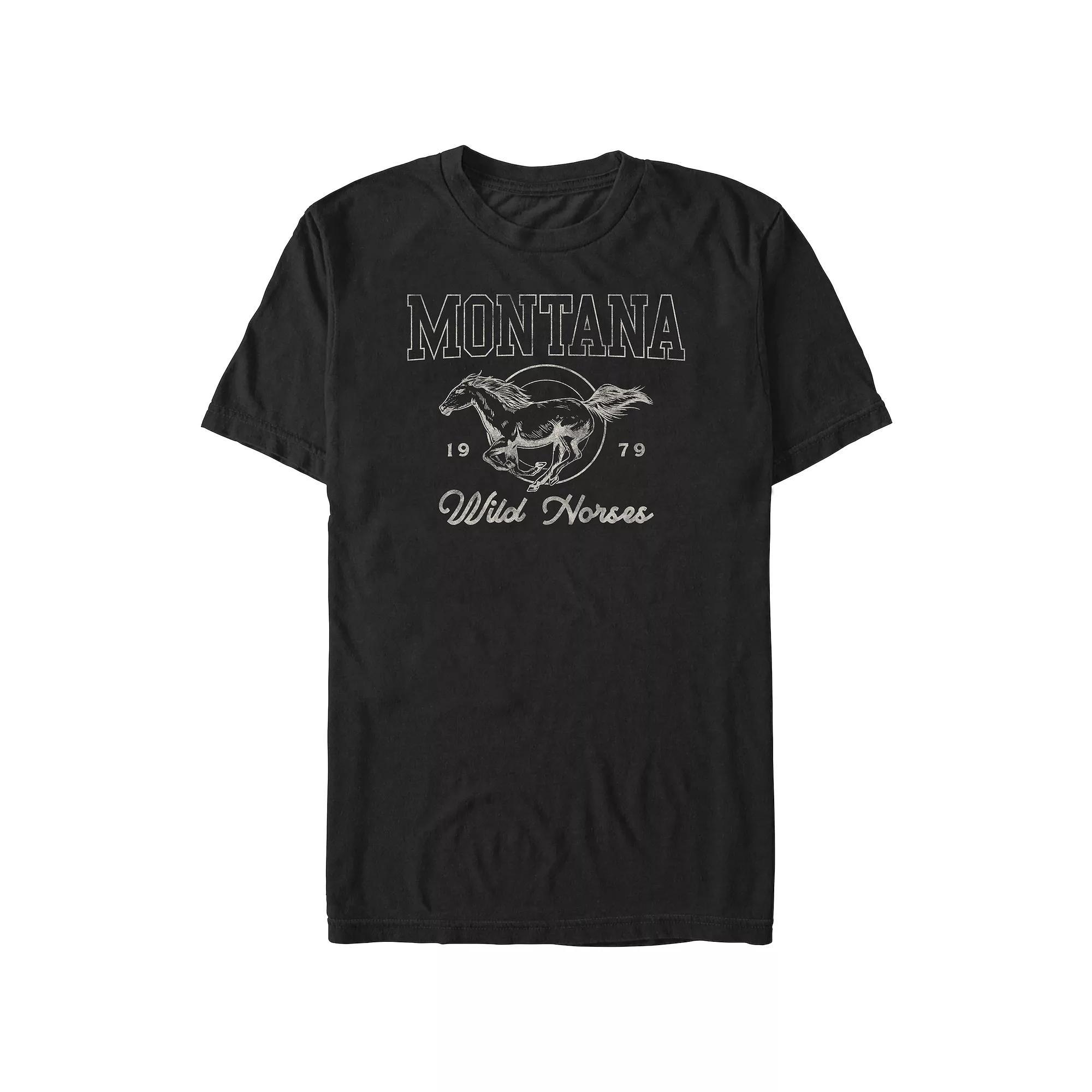 Big & Tall Montana Wild Horses Graphic Tee, Men's, Size: 4XB, Black Product Image