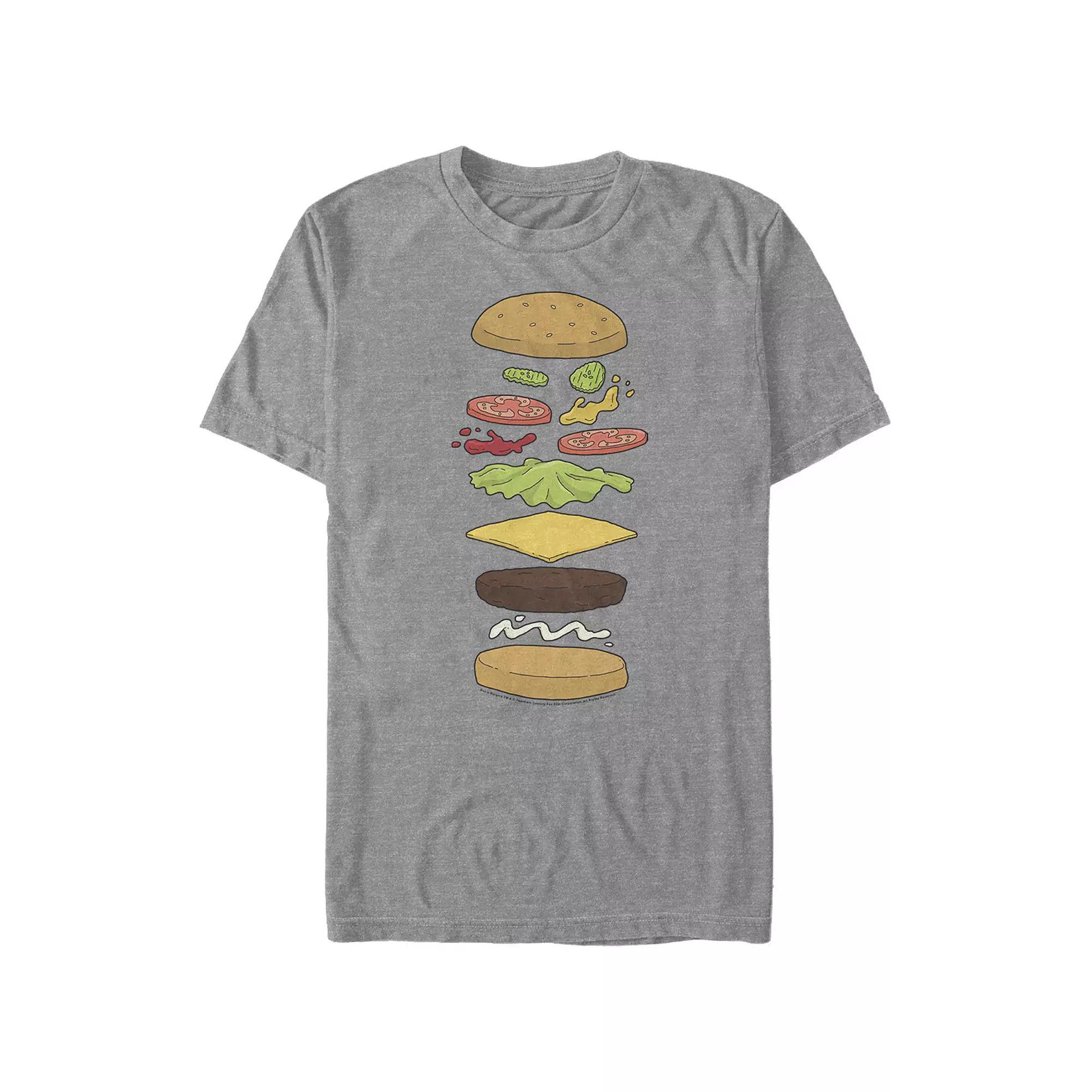Men's Bob's Burgers Hamburger Elements Graphic Tee, Size: XL, Dark Grey Gray Product Image