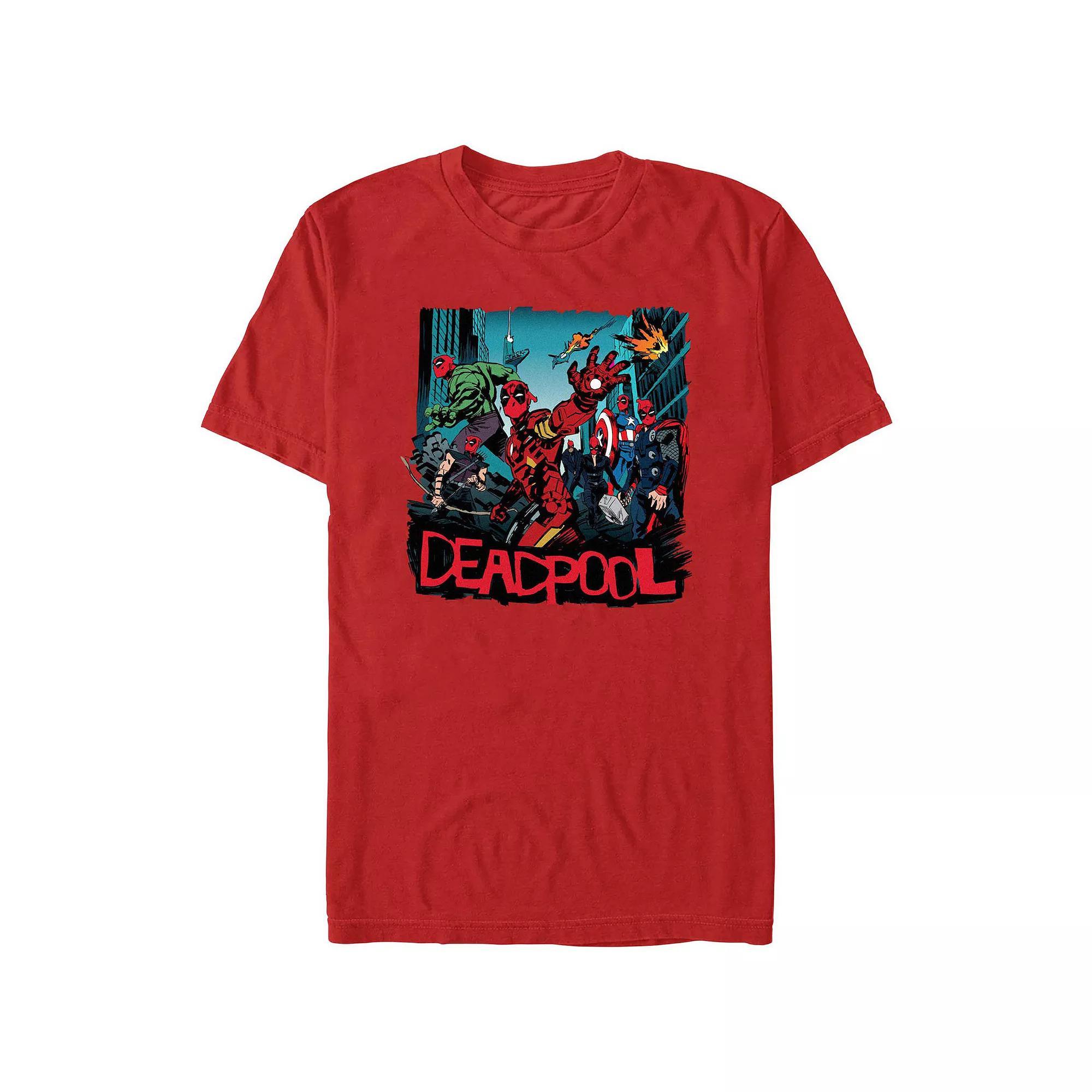 Men's Deadpool And Wolverine Avengers Pose Graphic Tee, Size: Medium, Red Product Image