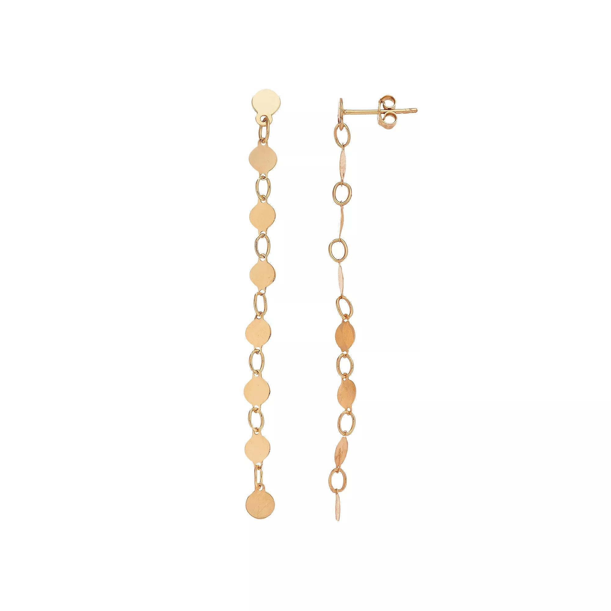 14k Gold Pebble Chain Linear Drop Earrings, Women's Product Image