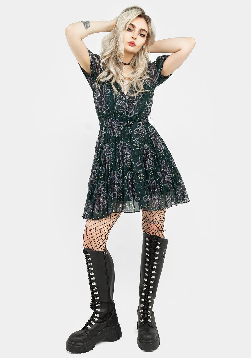 Cailleach Puff Sleeve Pleated Mini Dress Product Image