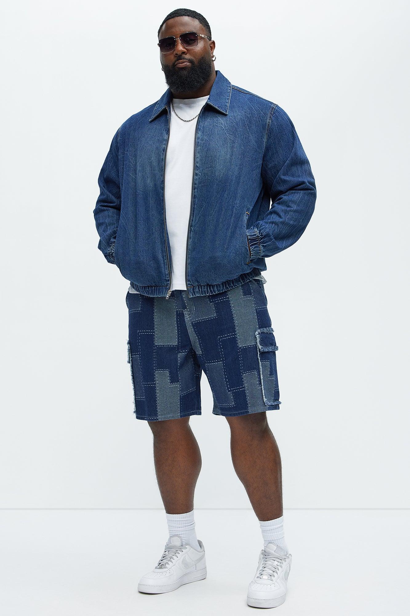Elastic Waist Vintage Style Denim Jacket - Dark Wash Product Image