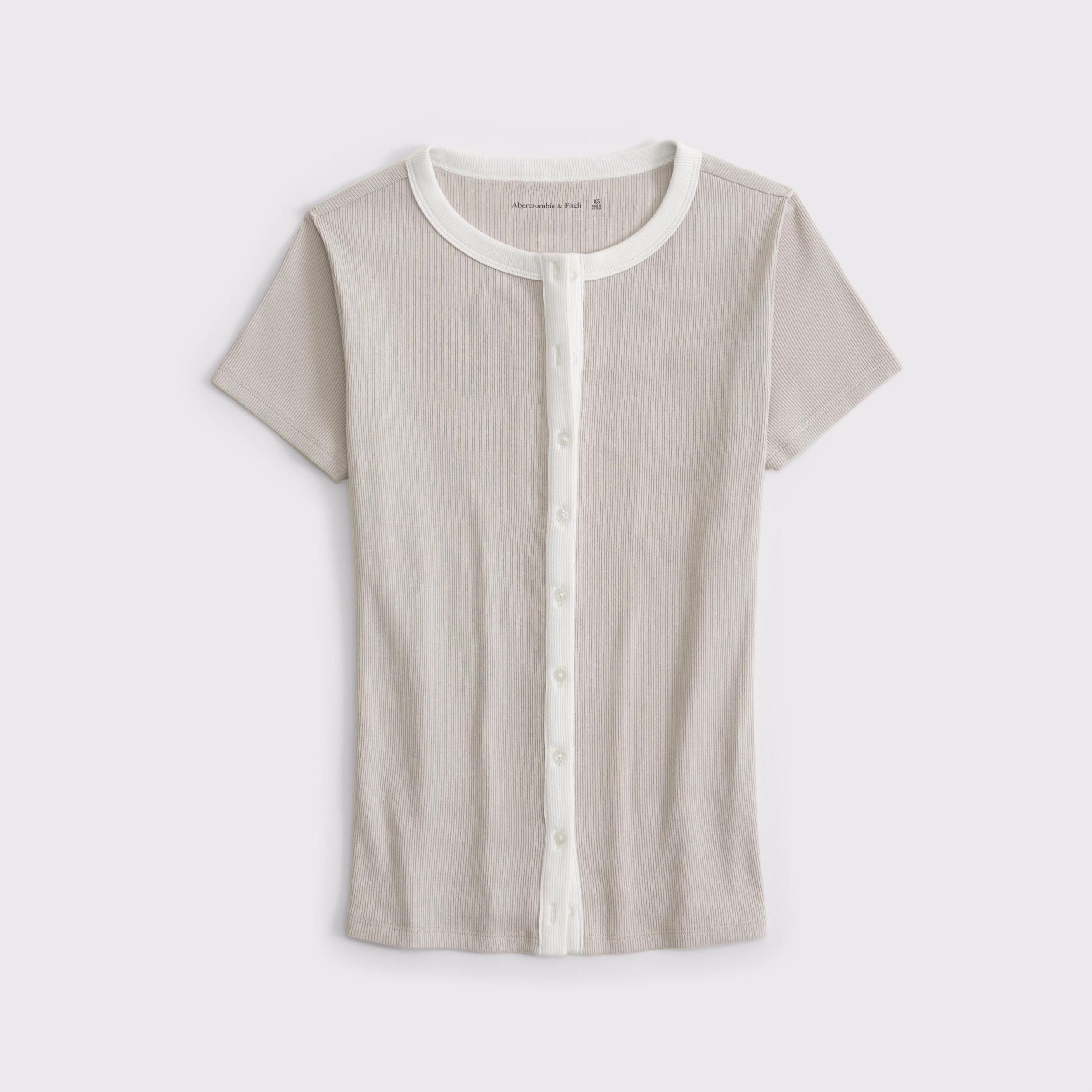 Ribbed Button-Through Top Product Image