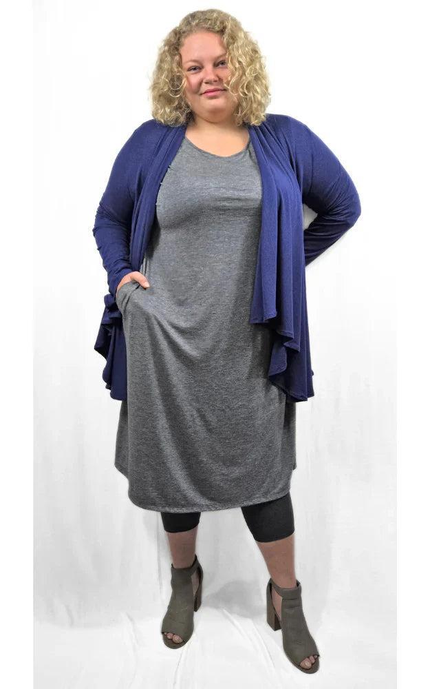 Brenda Laine Tencel/Merino 3/4 Sleeve Long Tunic Dress w Pockets Product Image