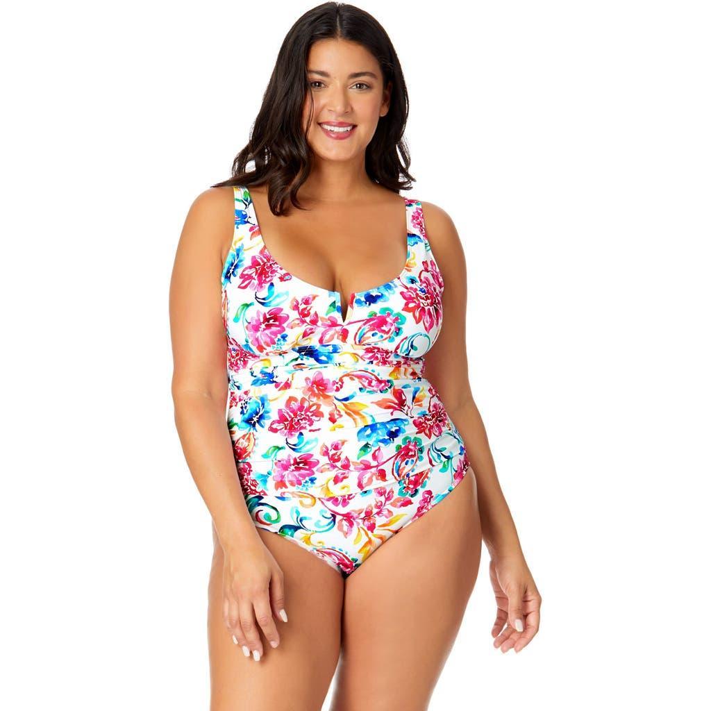 Anne Cole Plus Women's Plus Watercolor Paisley V-Wire One Piece Swimsuit at Nordstrom, Size 18 W Product Image