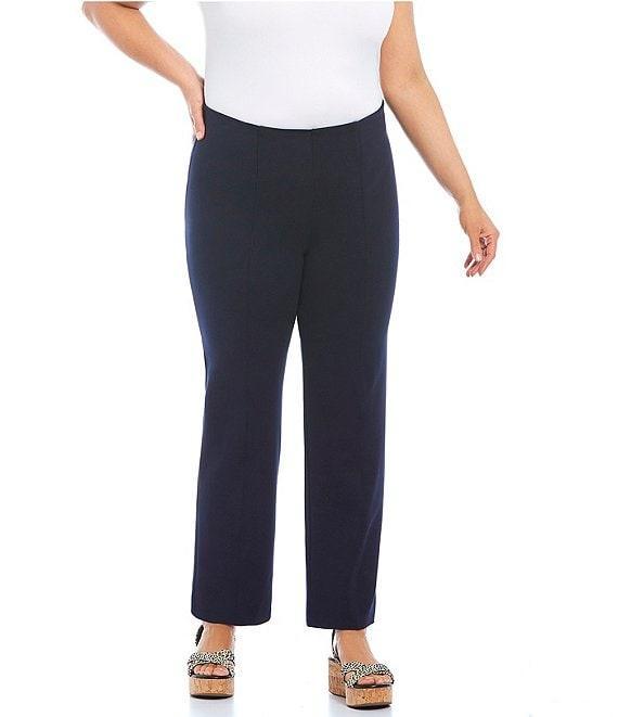 Slim Factor by Investments Plus Size Ponte Knit No Waist Slim Straight Pants Product Image