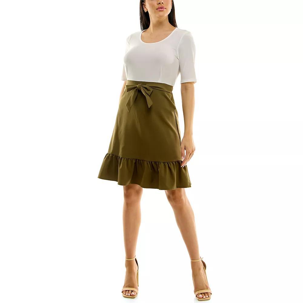 Women's Nina Leonard Pleated Midi Dress, Size: XL, Ivory Olive Product Image