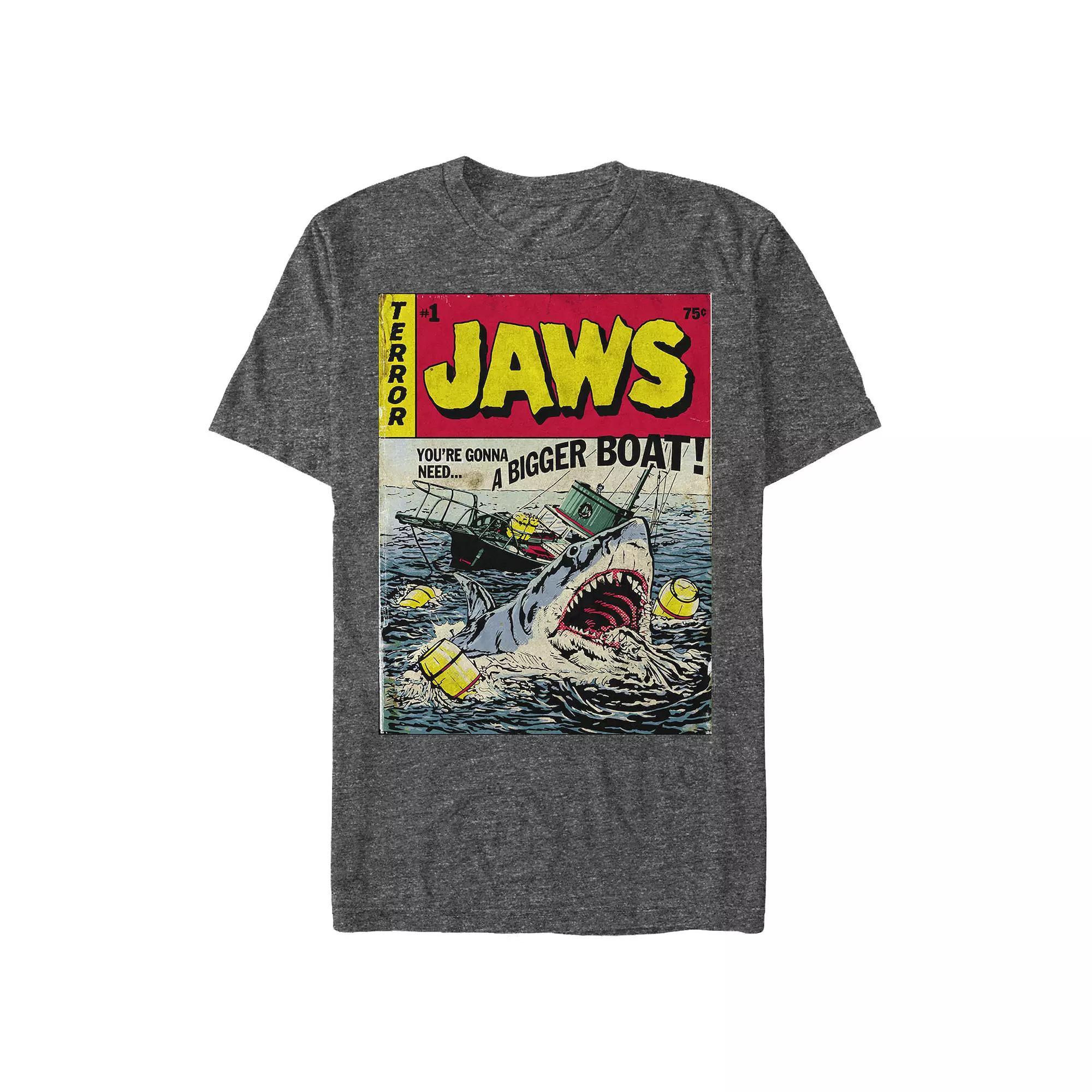 Men's Jaws Comic Book Cover Graphic Tee, Size: XL, Grey Heather Product Image