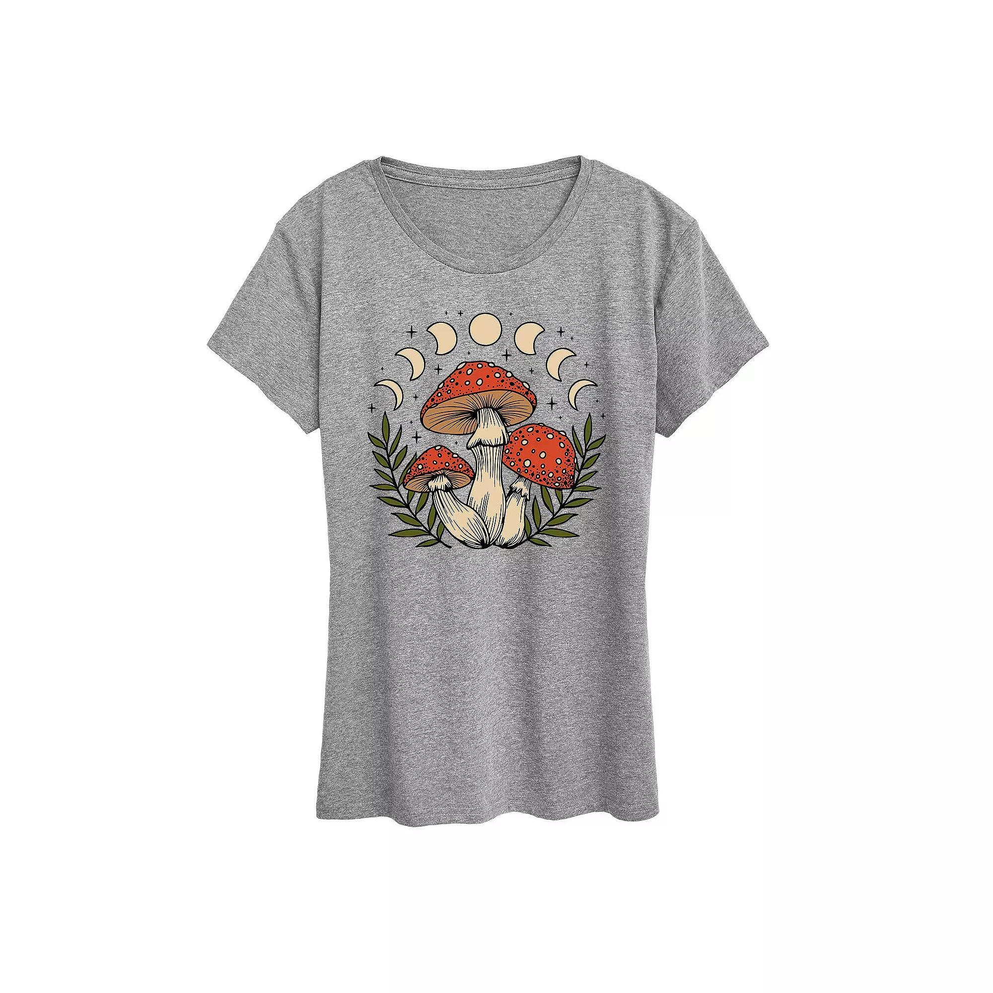 Plus Fall Mushrooms Graphic Tee, Womens Grey Gray Product Image