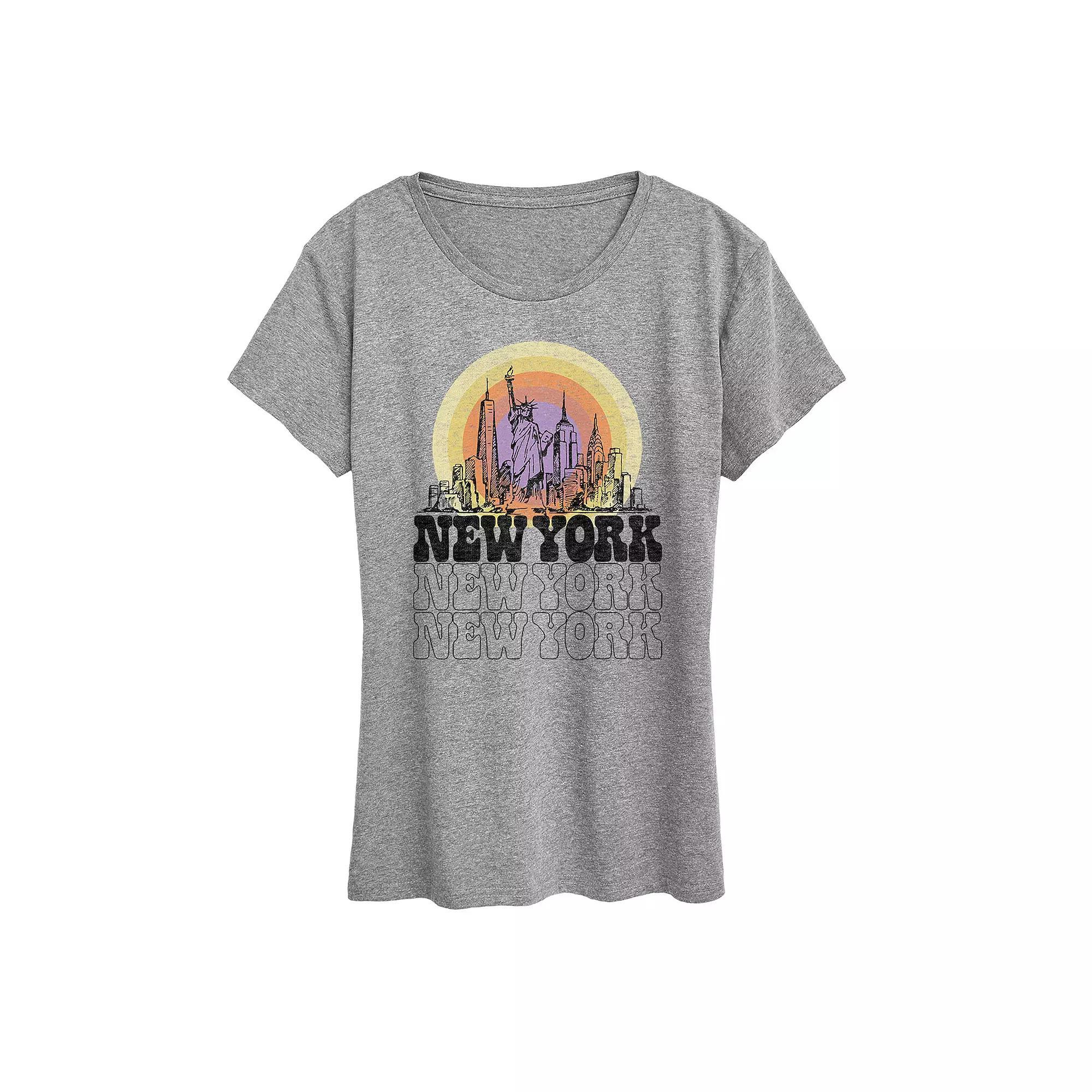 Womens New York Vintage Graphic Tee Grey Gray Product Image