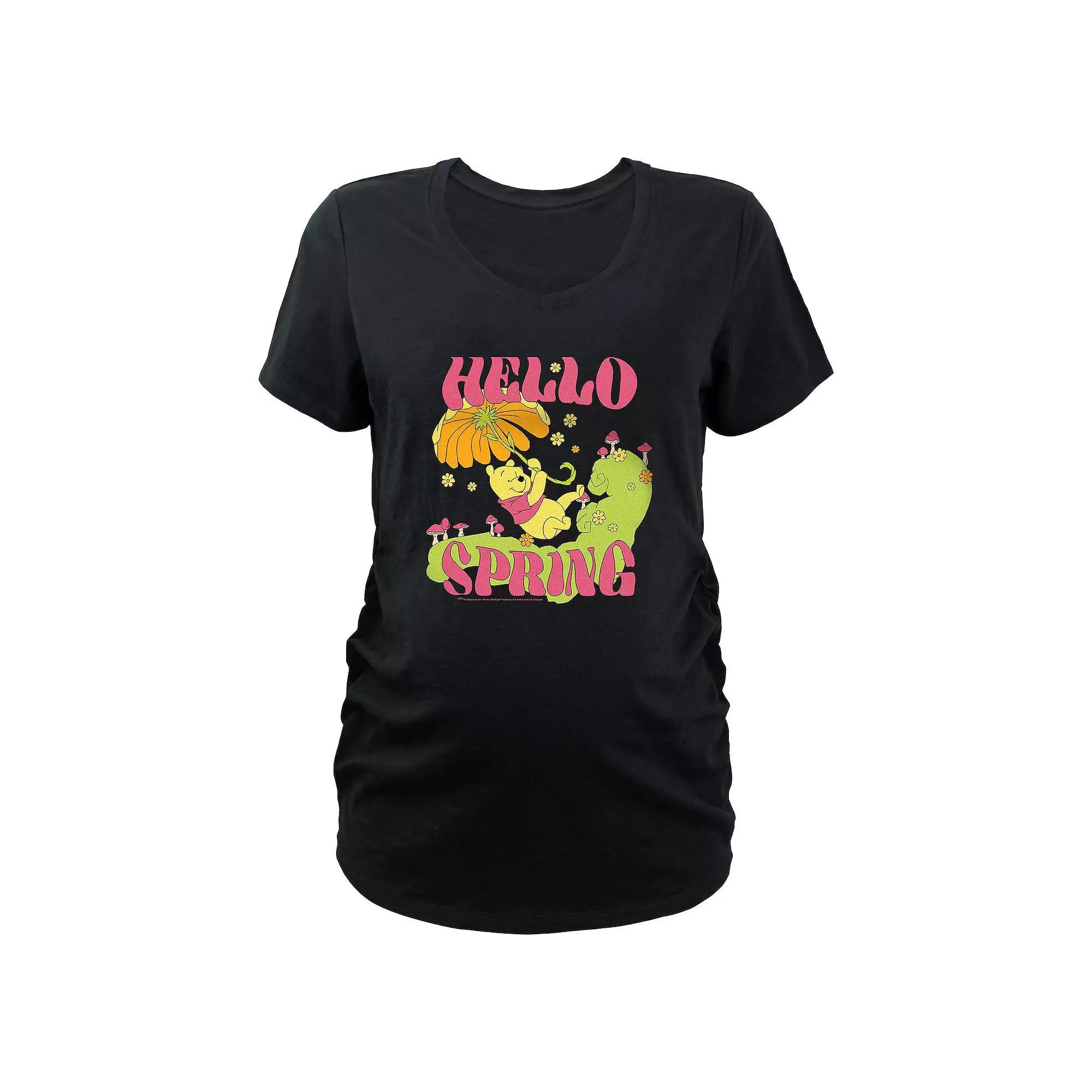 Disney's Winnie The Pooh Hello Spring Maternity Graphic Tee, Women's, Size: Small-Mat, Black Product Image