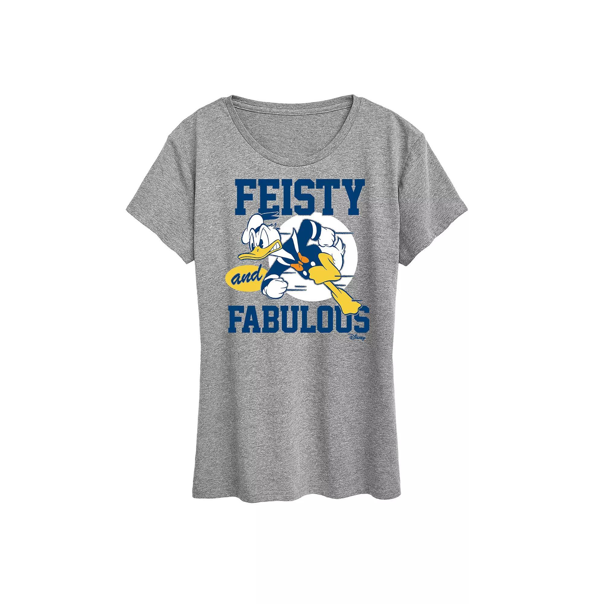 Disney's Donald Duck Women's Feisty Fabulous Graphic Tee, Size: Medium, Grey Gray Product Image