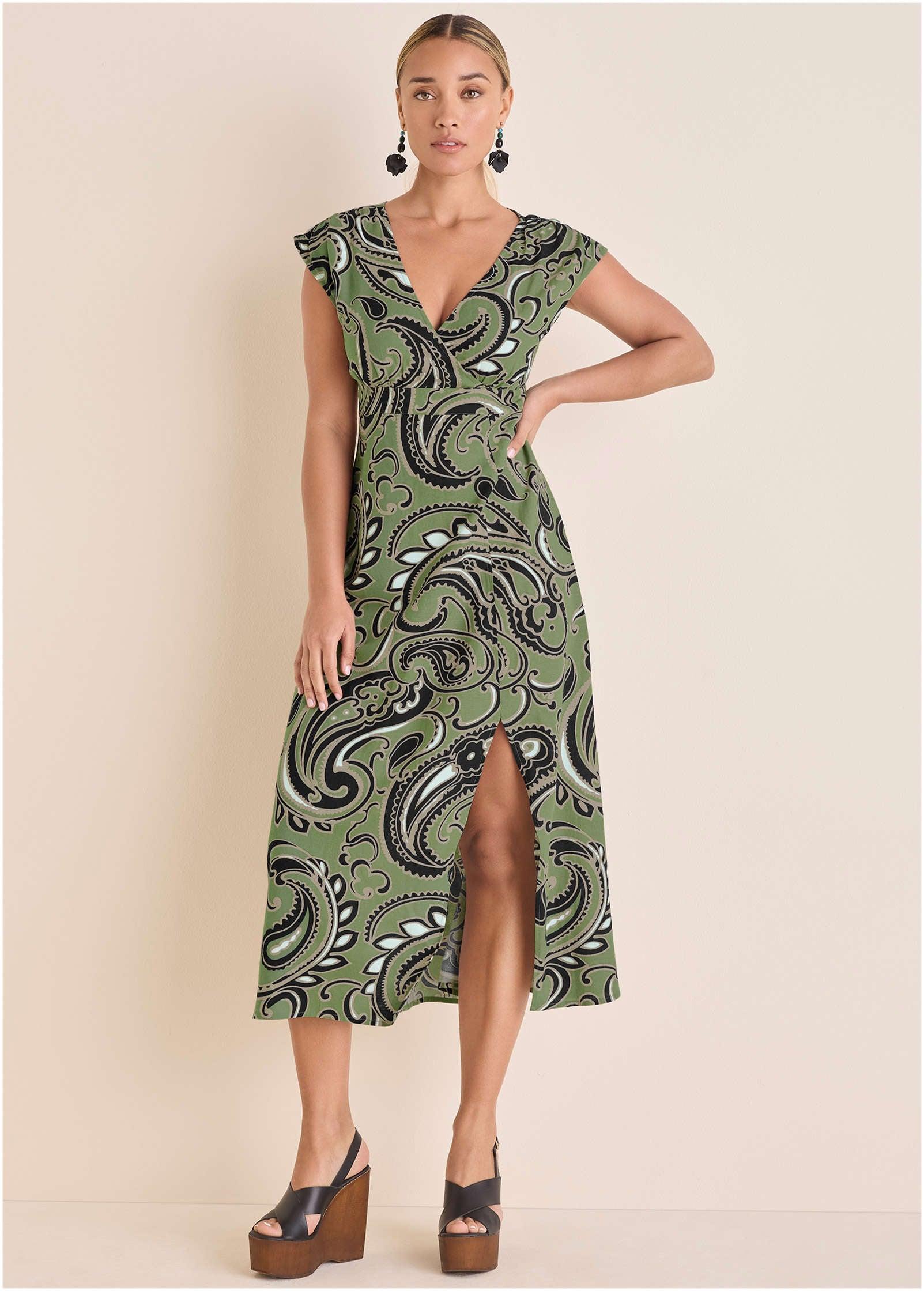 Linen V-Neck Maxi Dress - Large Splendid Paisley Product Image