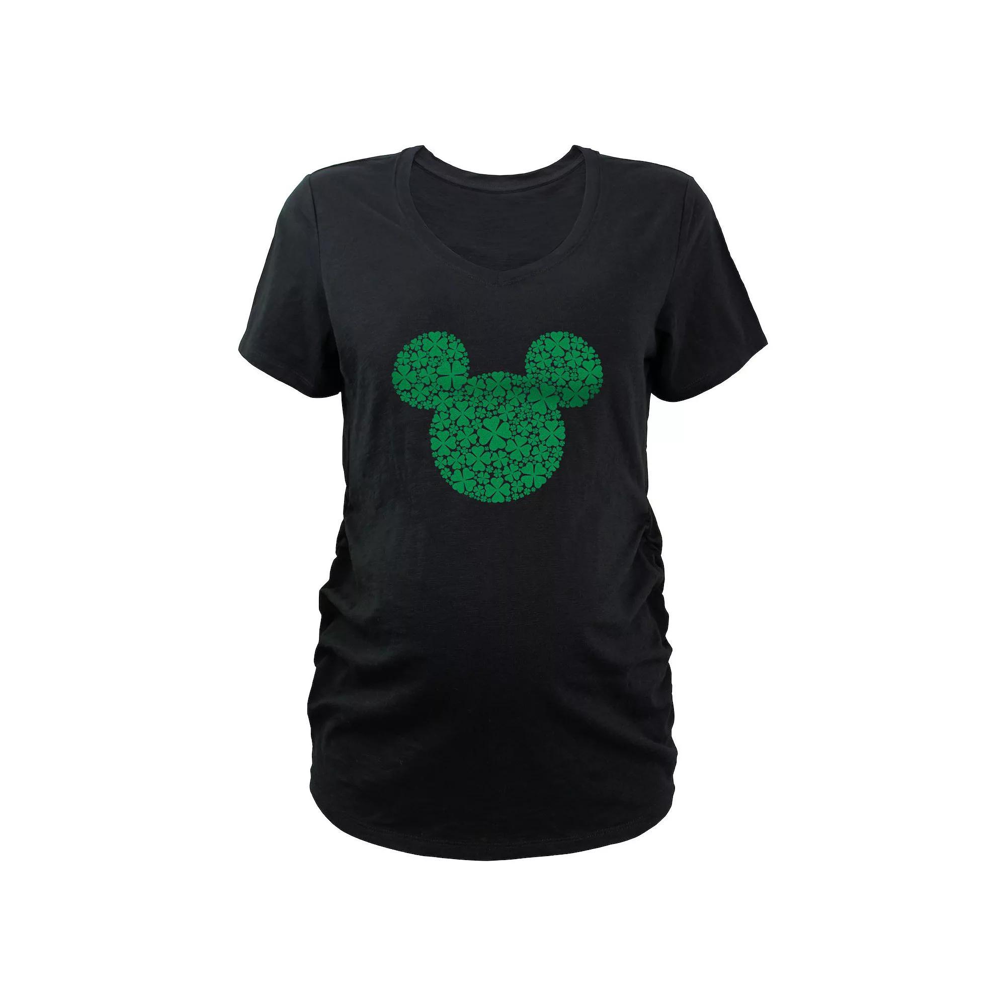Disney's Mickey Mouse Shamrock Print Head Maternity Graphic Tee, Women's, Size: Small-Mat, Black Product Image