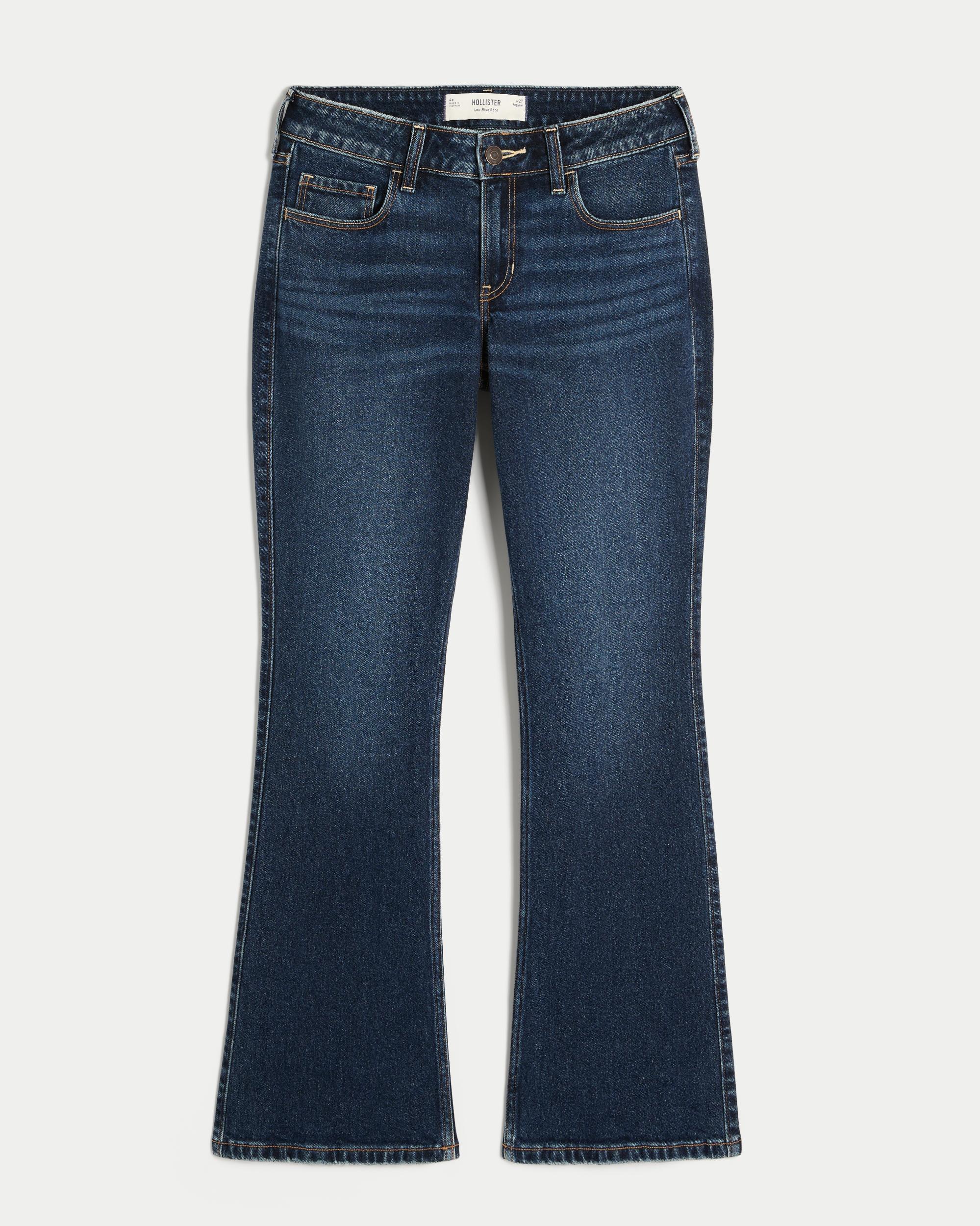 Low-Rise Dark Wash Shine Pockets Boot Jeans Product Image