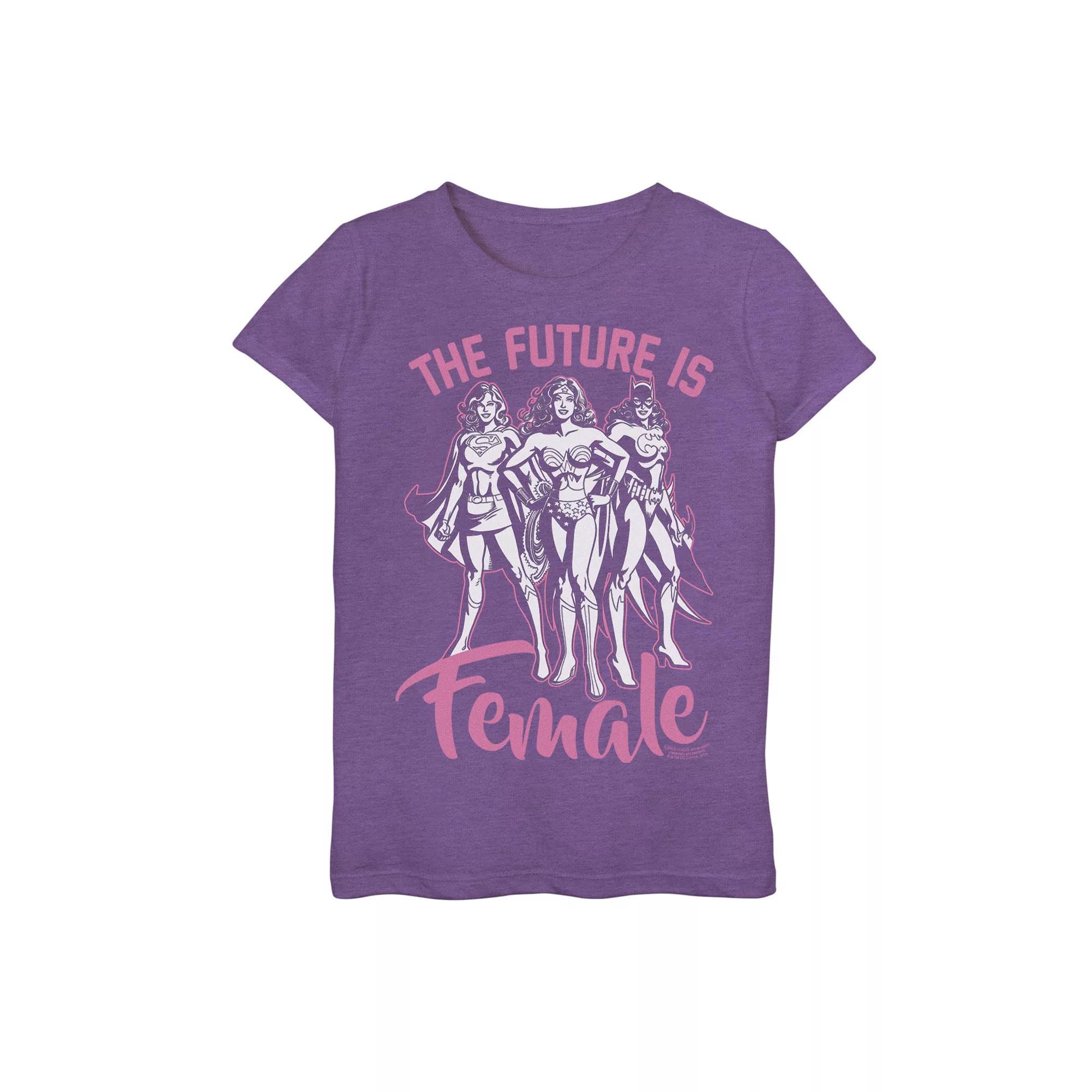Girls 7-16 DC Comics Justice League The Future Is Female Graphic Tee, Girl's, Size: Small, Purple Grey Product Image