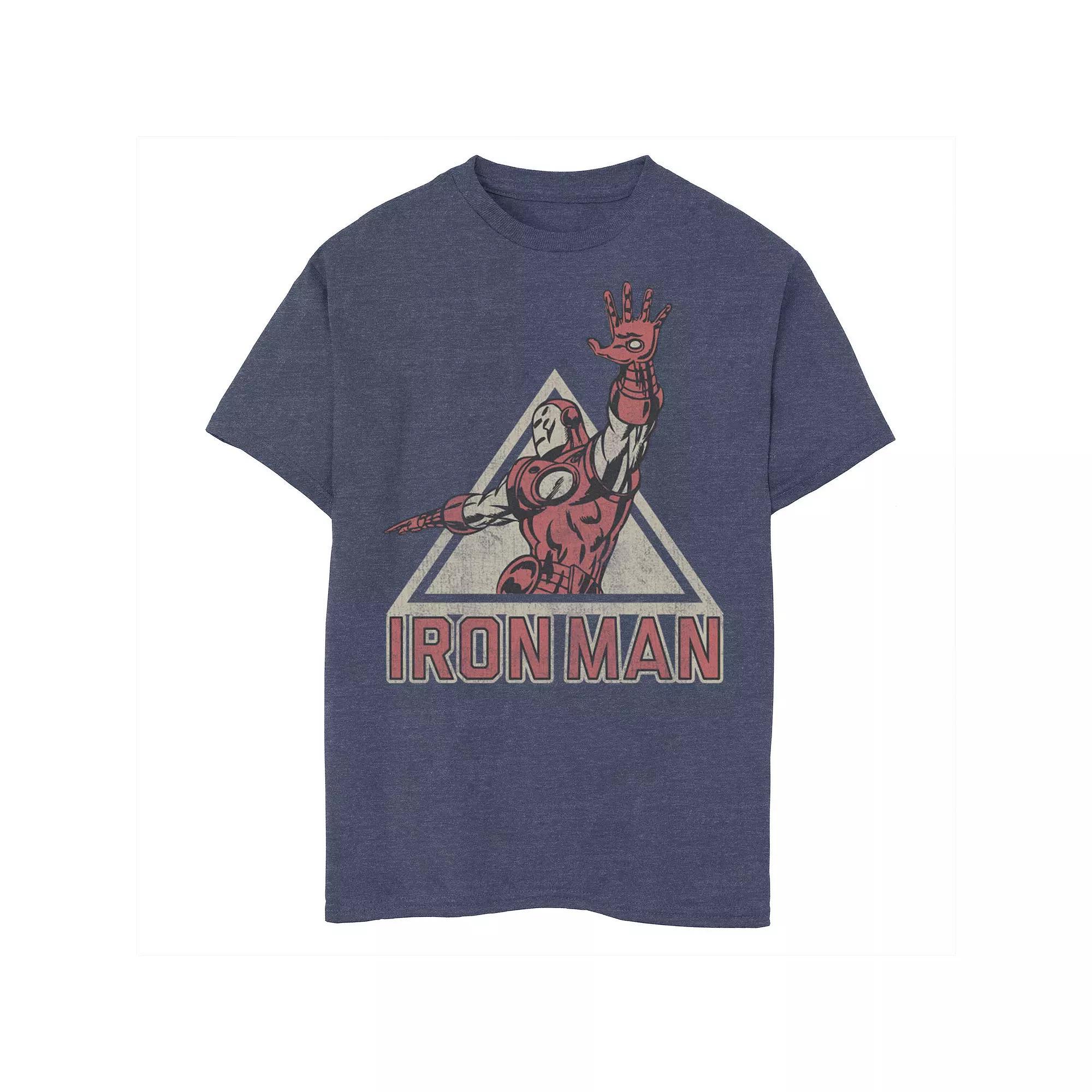 Boys 8-20 Marvel Iron Man Power Triangle Retro Vintage Graphic Tee, Boy's, Size: Small, Navy Grey Product Image