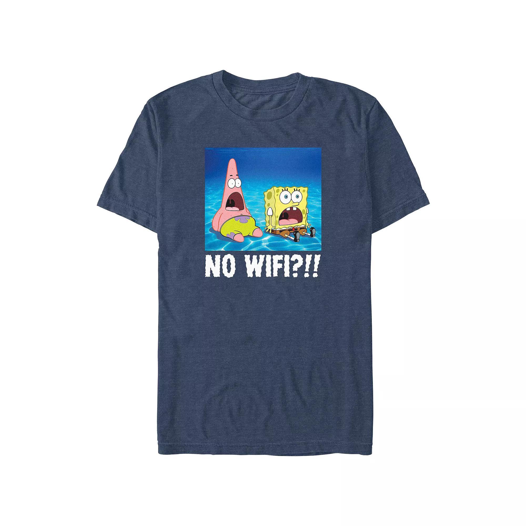 Big & Tall SpongeBob SquarePants No Wi-Fi Graphic Tee, Men's, Size: Large Tall, Navy Grey Product Image