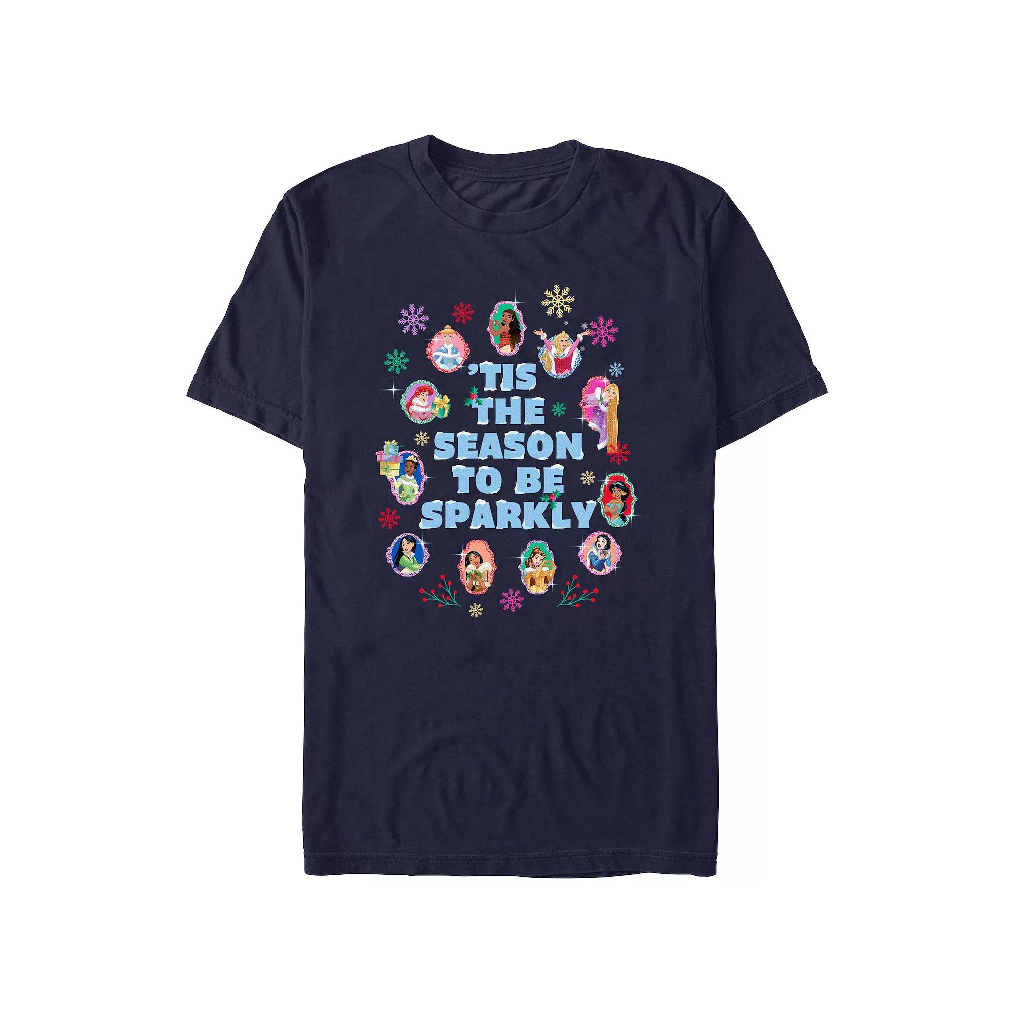 Disney Princess 'Tis The Season To Be Sparkly Men's Graphic Tee, Size: XS, Blue Product Image