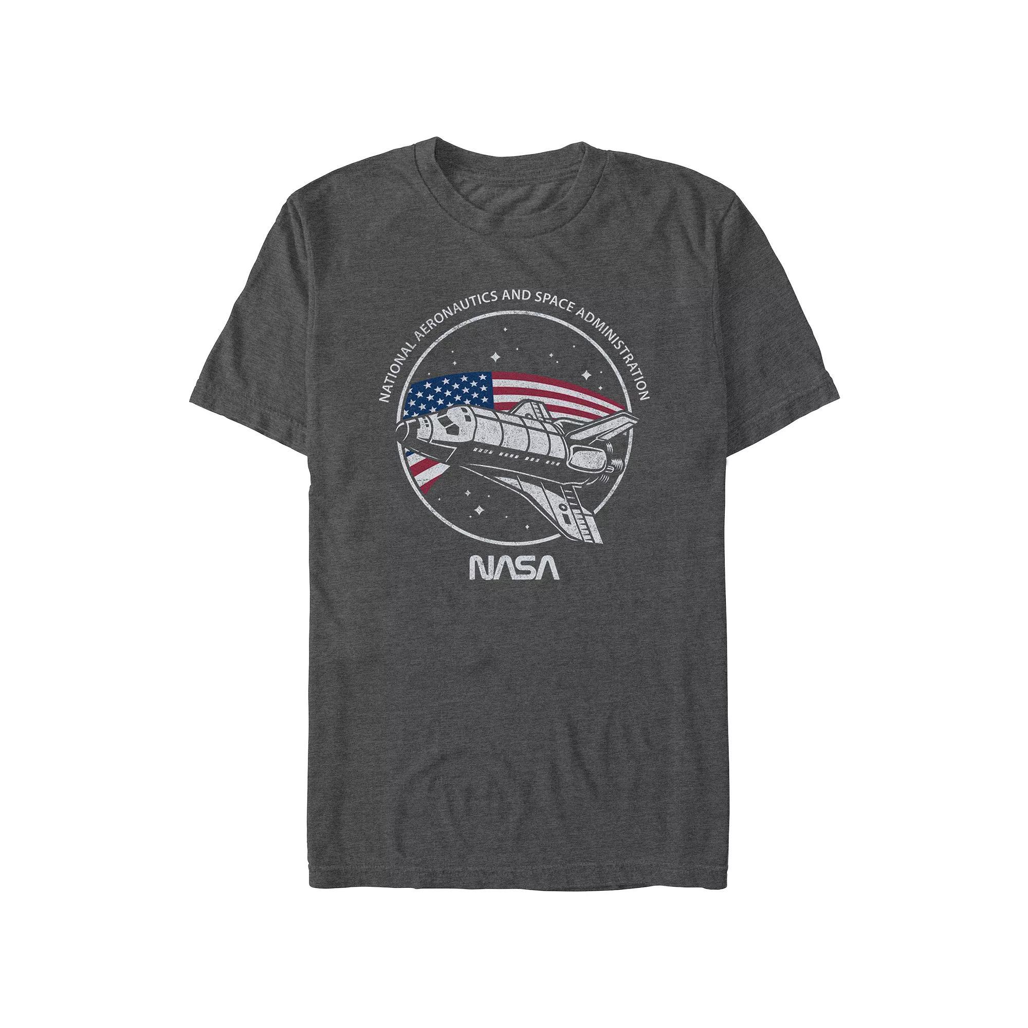 Men's Nasa USA Flag Stamp Graphic Tee, Size: Small, Grey Heather Product Image