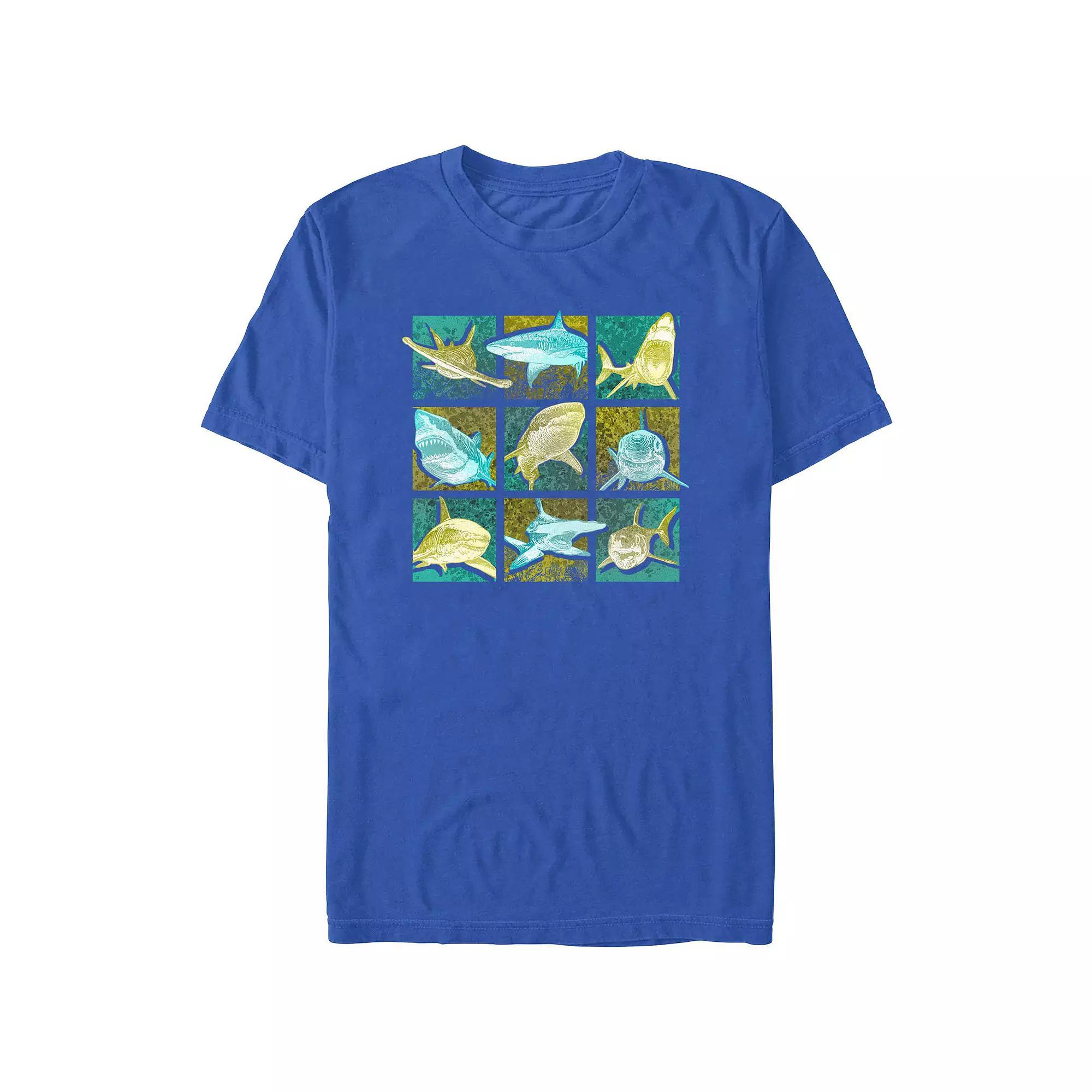 Men's Shark Portraits Graphic Tee, Size: XL, Royal Product Image
