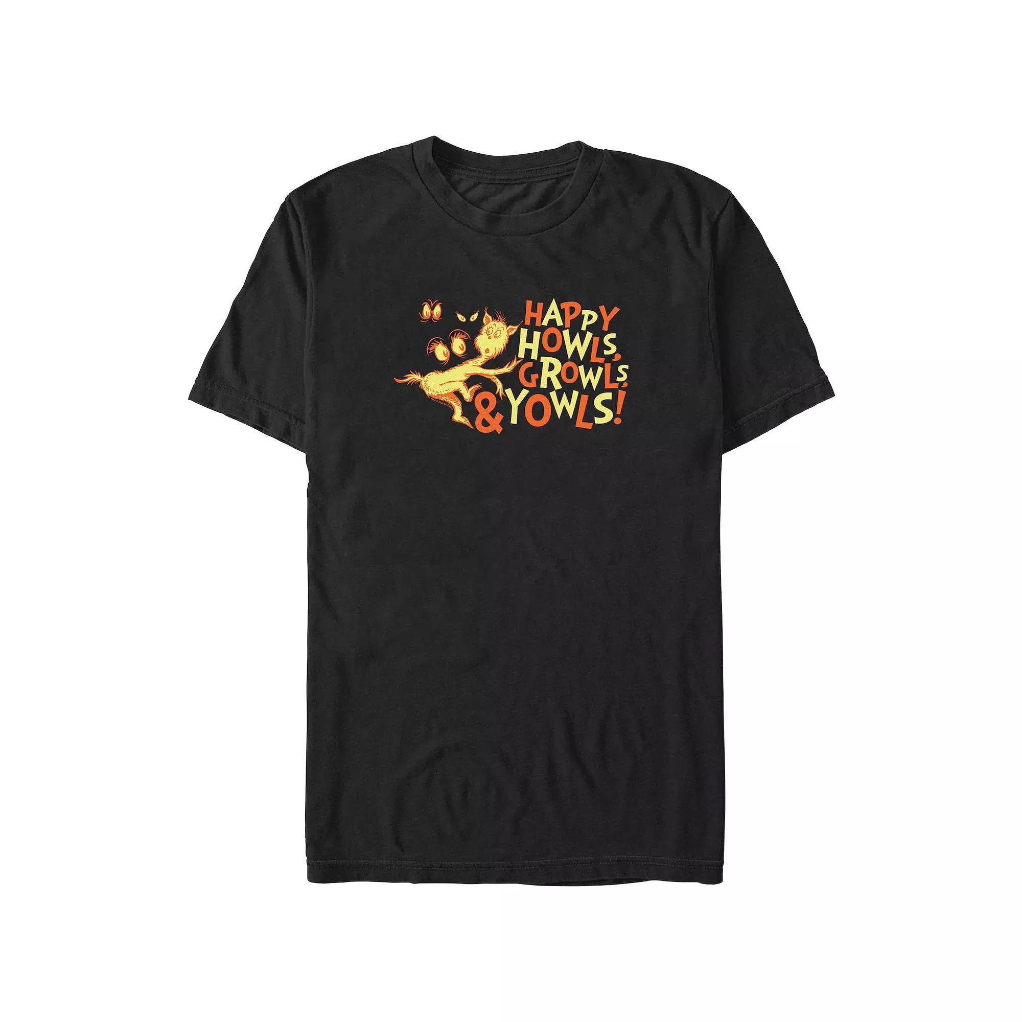 Men's Dr. Seuss Happy Howls Growls And Youwls Graphic Tee, Size: 3XL Tall, Black Product Image