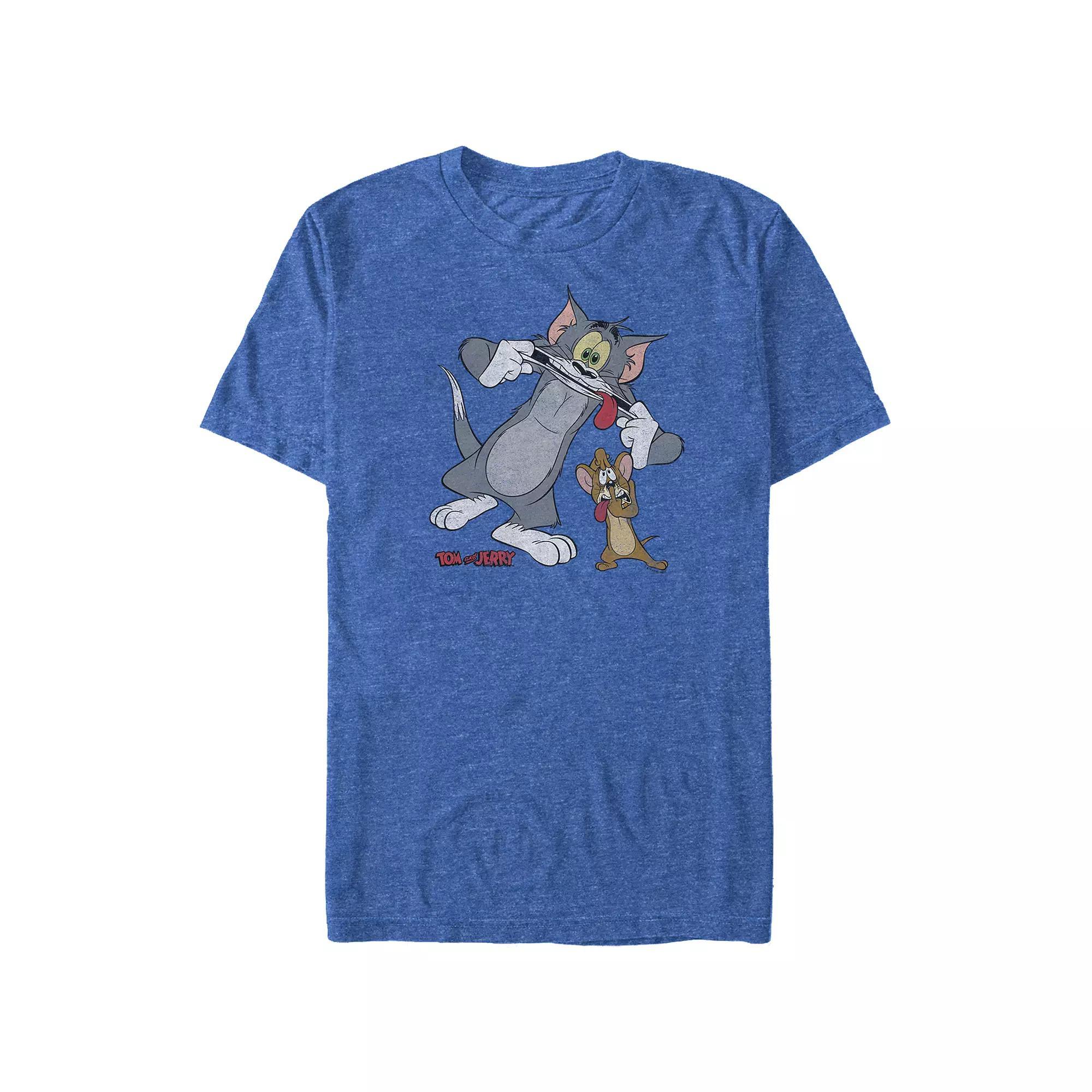 Big & Tall Tom & Jerry Crazy Faces Graphic Tee, Men's, Size: 4XL, Royal Grey Product Image