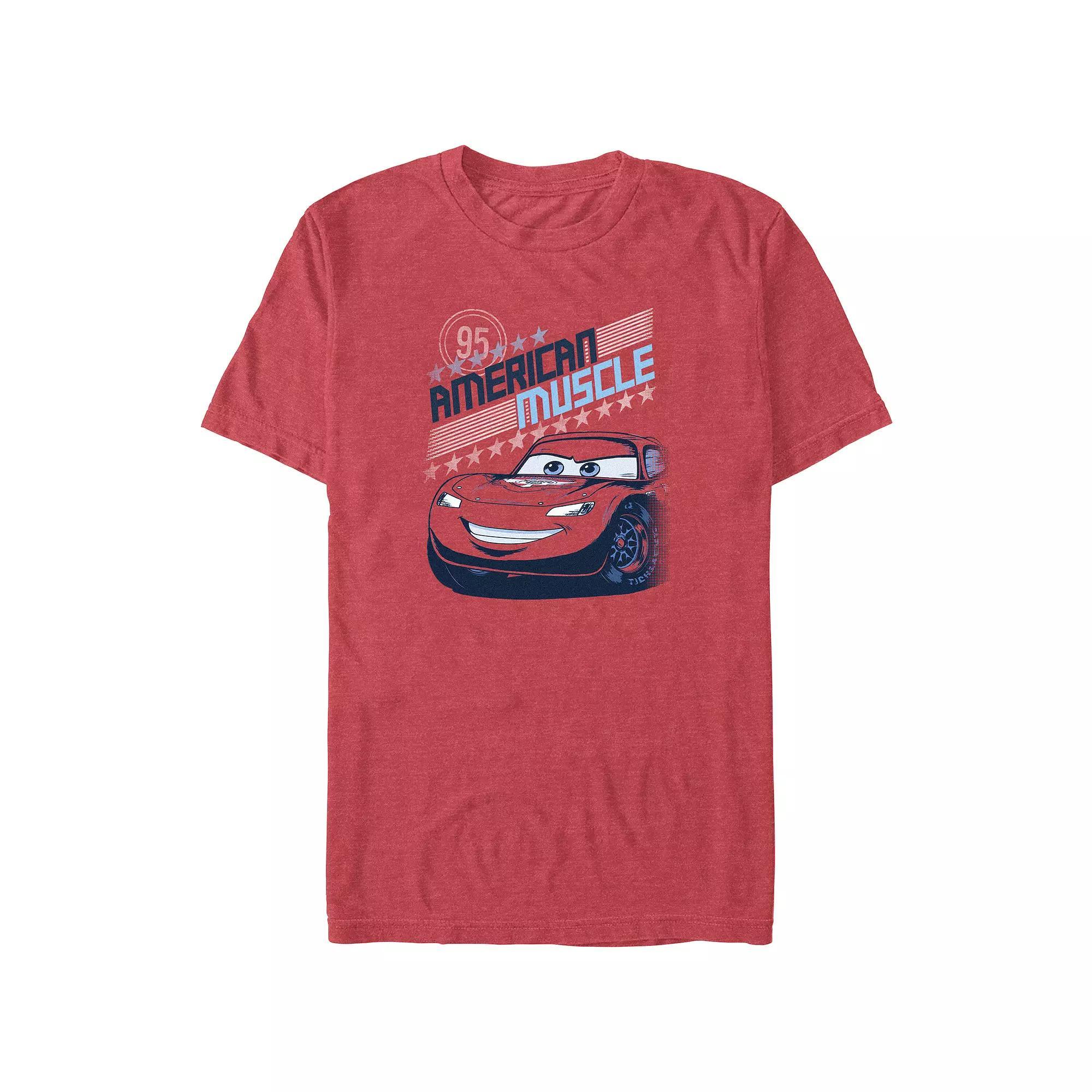 Disney / Pixar's Cars Lightning McQueen American Muscle Big & Tall Graphic Tee, Men's, Size: 5XL, Red Grey Product Image