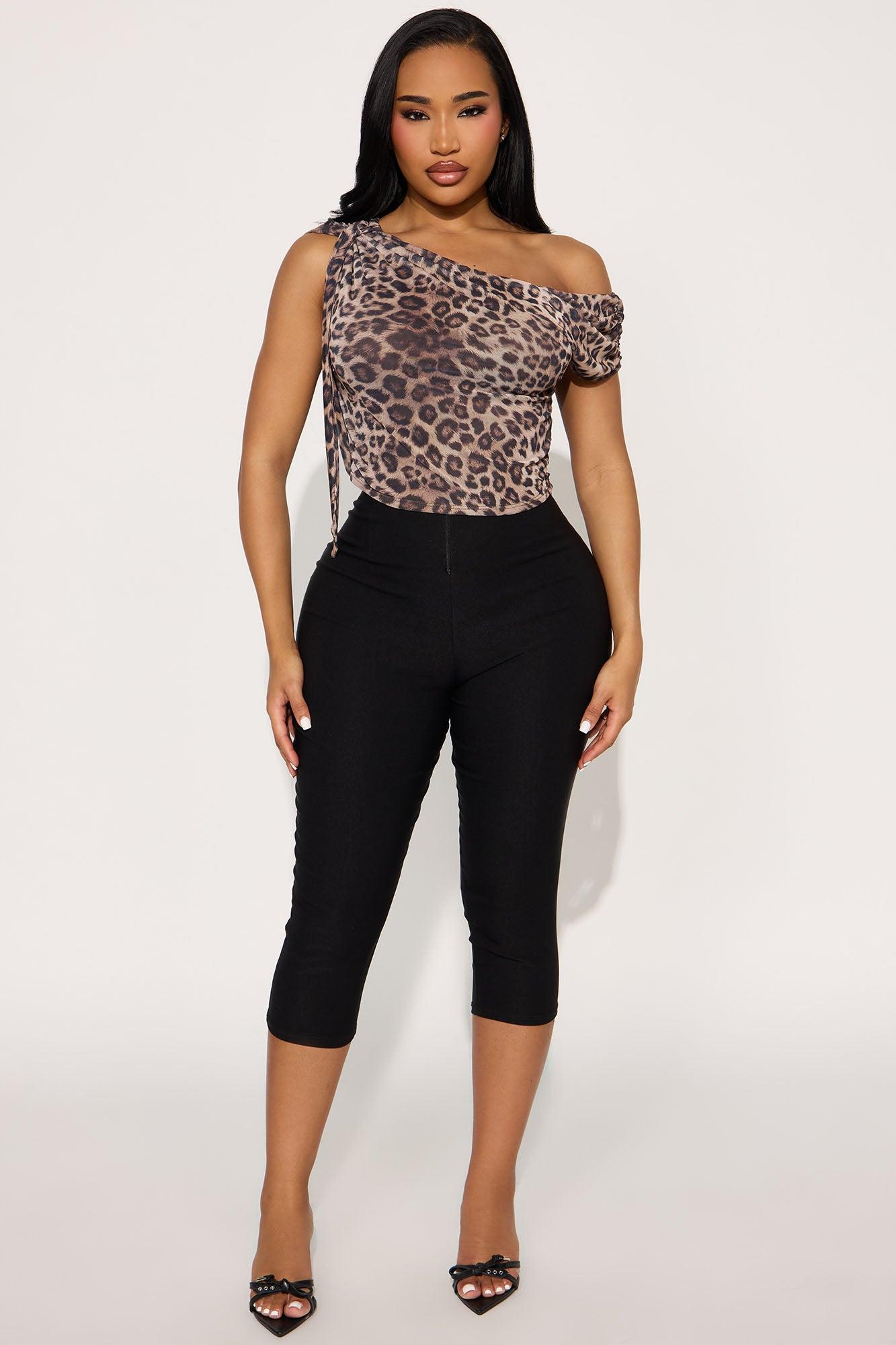 Blessings Off Shoulder Tie Neck Top - Leopard Product Image