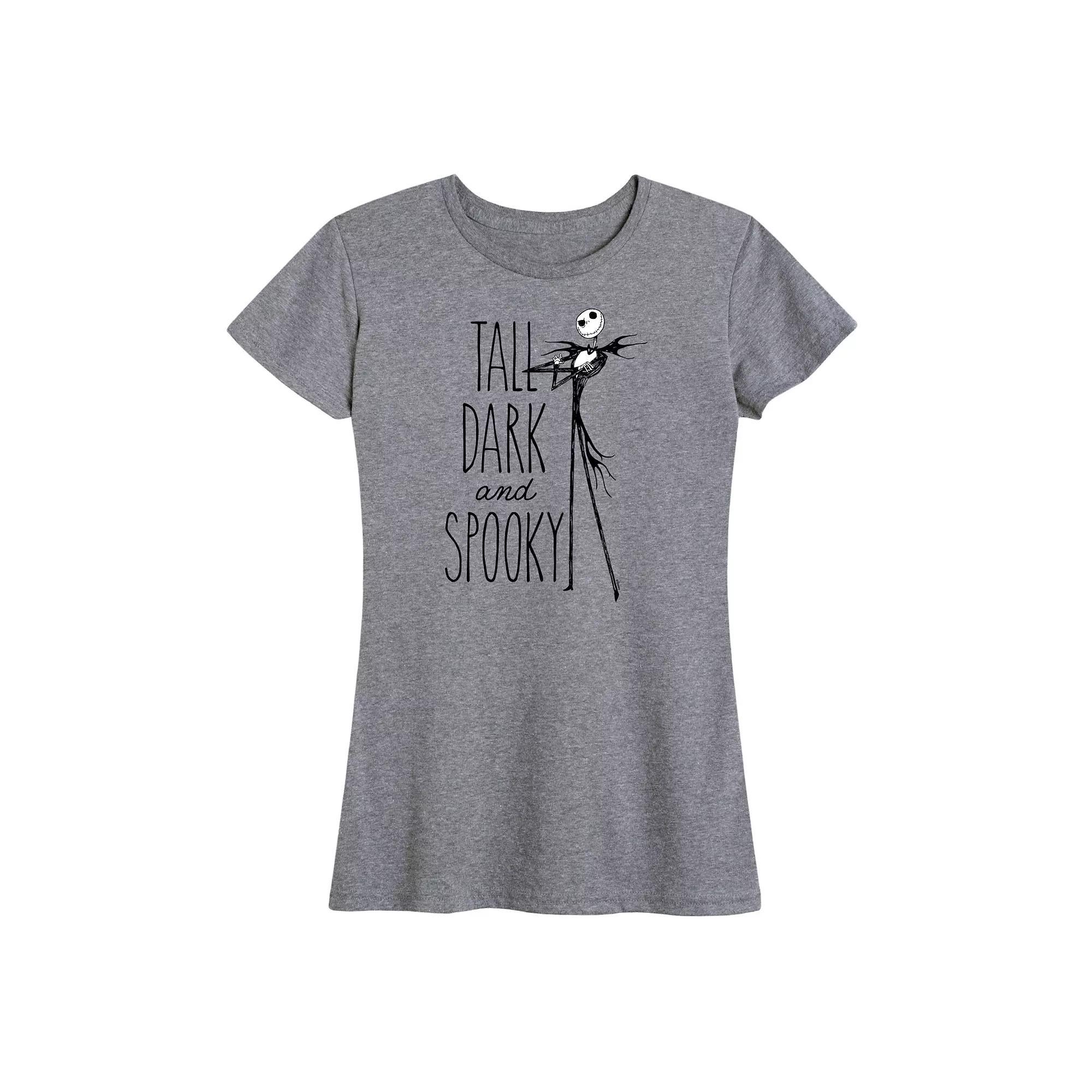 Disneys The Nightmare Before Christmas Womens Tall Dark And Spooky Graphic Tee Grey Wine Product Image
