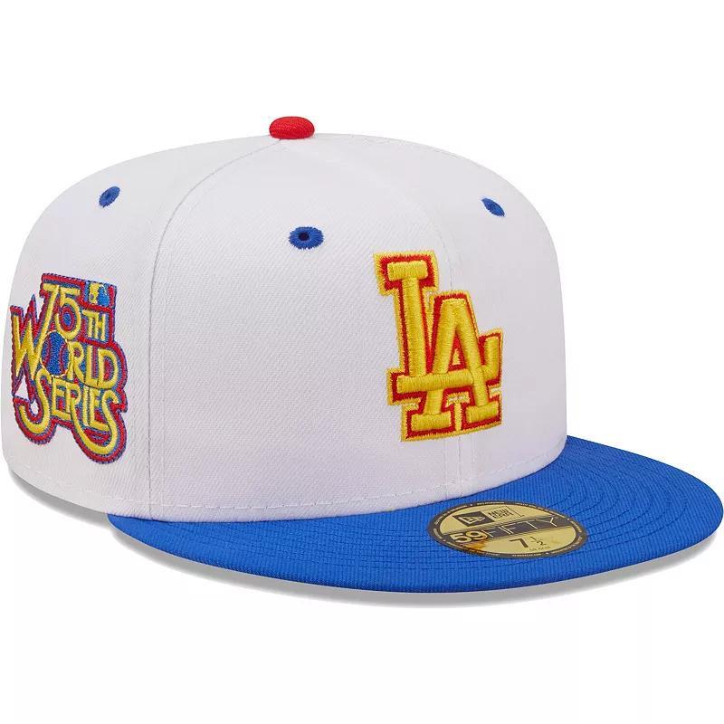 Men's New Era White/Royal Los Angeles Dodgers 75th World Series Cherry Lolli 59FIFTY Fitted Hat, Size: 8 Product Image