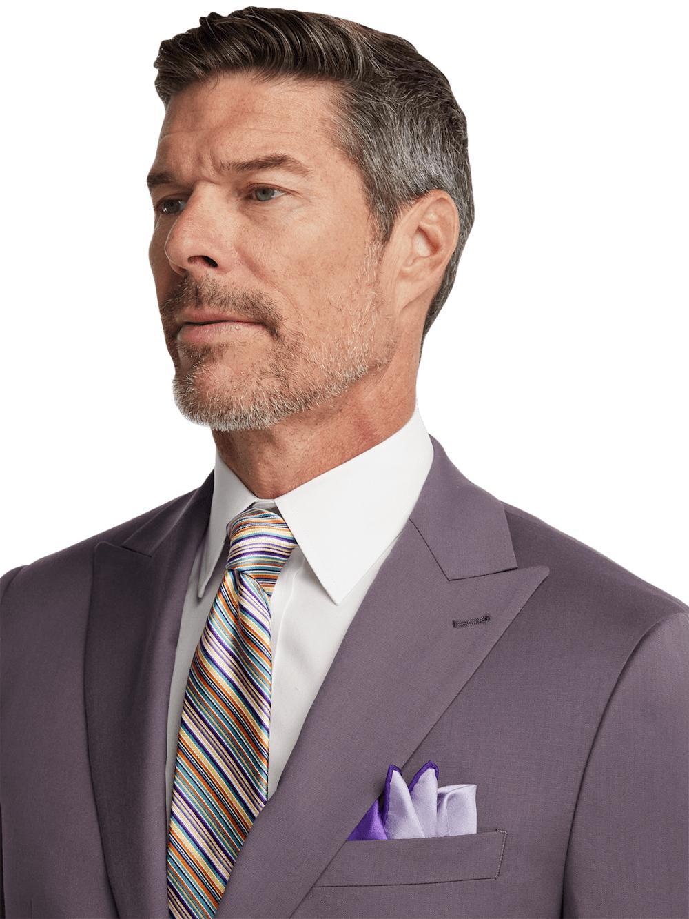 Wool Stretch Peak Lapel Suit - Slate Purple Product Image