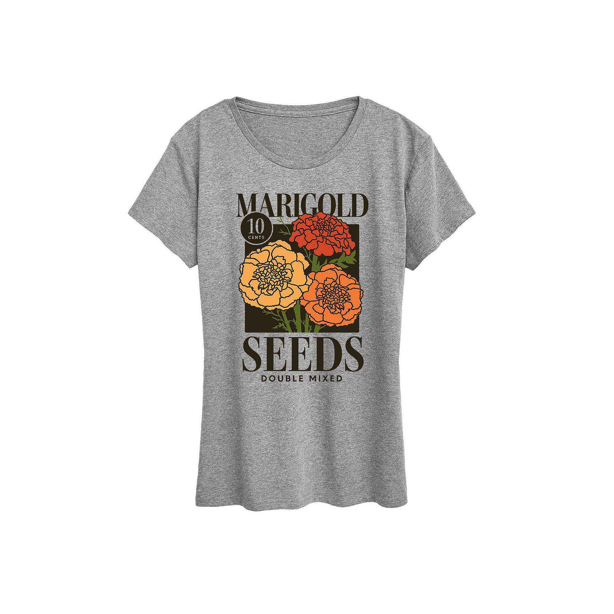 Womens Marigold Seeds Graphic Tee, Girls Grey Gray Product Image